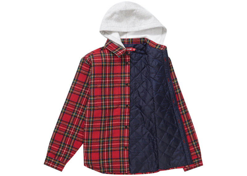 Supreme Supreme Tartan Flannel Hooded Shirt Red outlook
