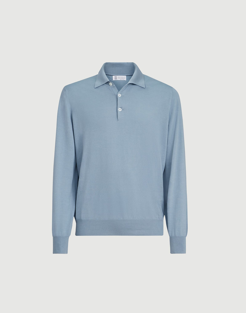 Cotton lightweight knit polo shirt 1
