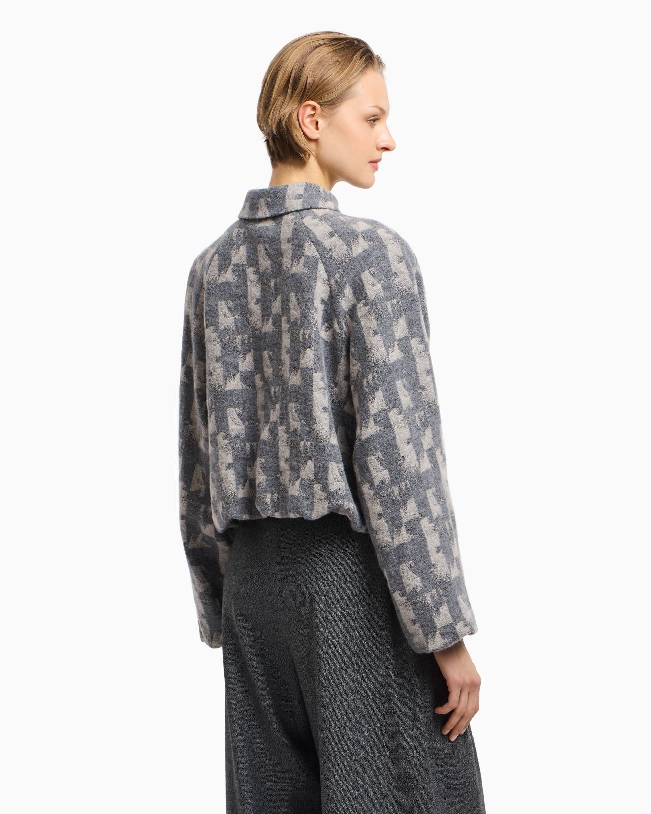 JACQUARD WOOL-BLEND BLOUSON WITH AN IRREGULAR GEOMETRIC MOTIF - 3