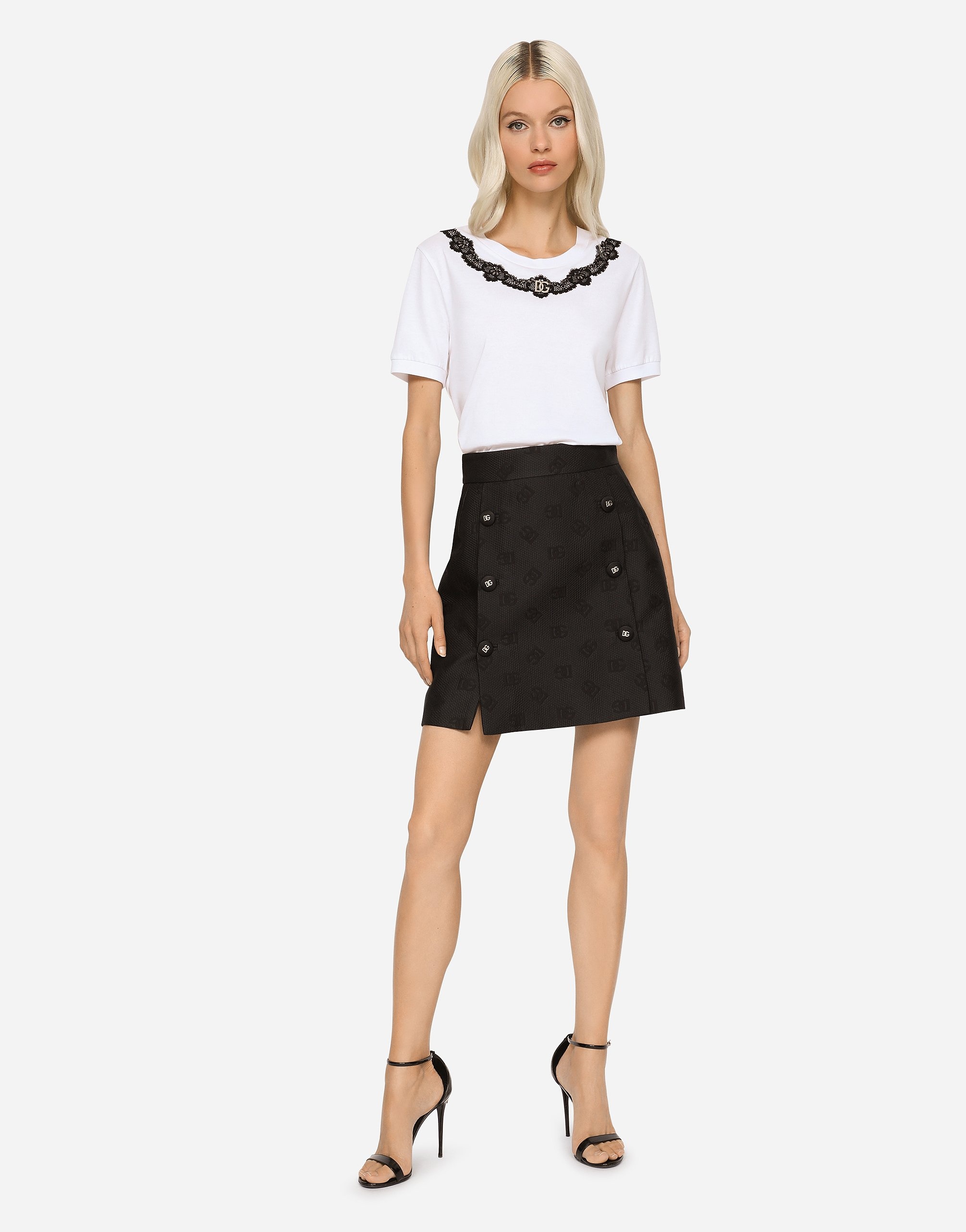 Jacquard miniskirt with all-over DG logo - 3