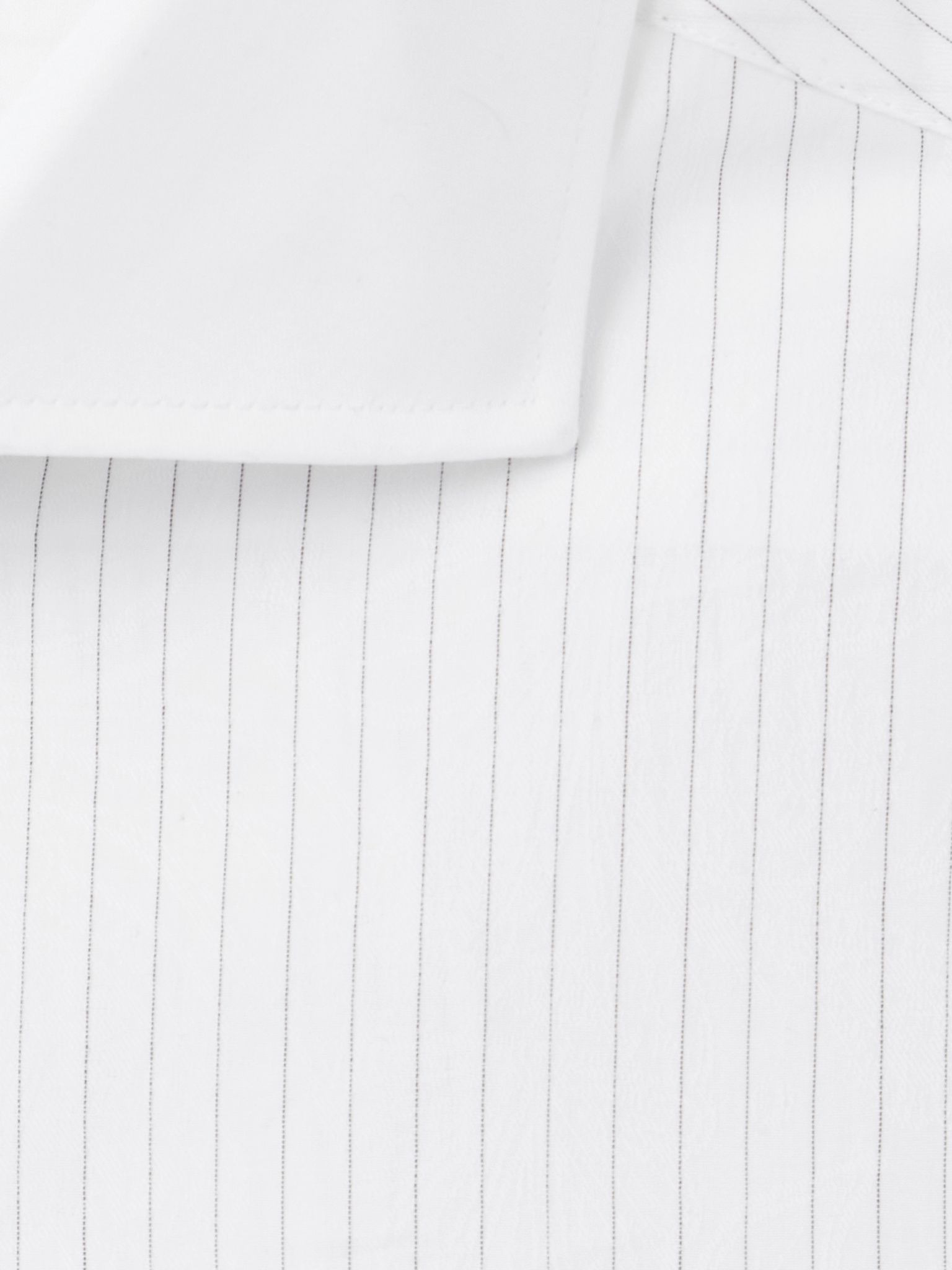 Cutaway-Collar Pinstriped Cotton Shirt White - 4