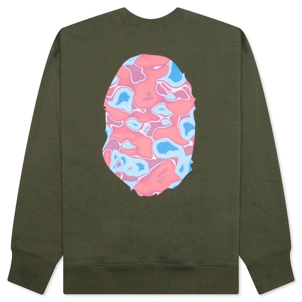LIQUID CAMO APE HEAD RELAXED FIT CREWNECK SWEAT - OLIVE DRAB - 2