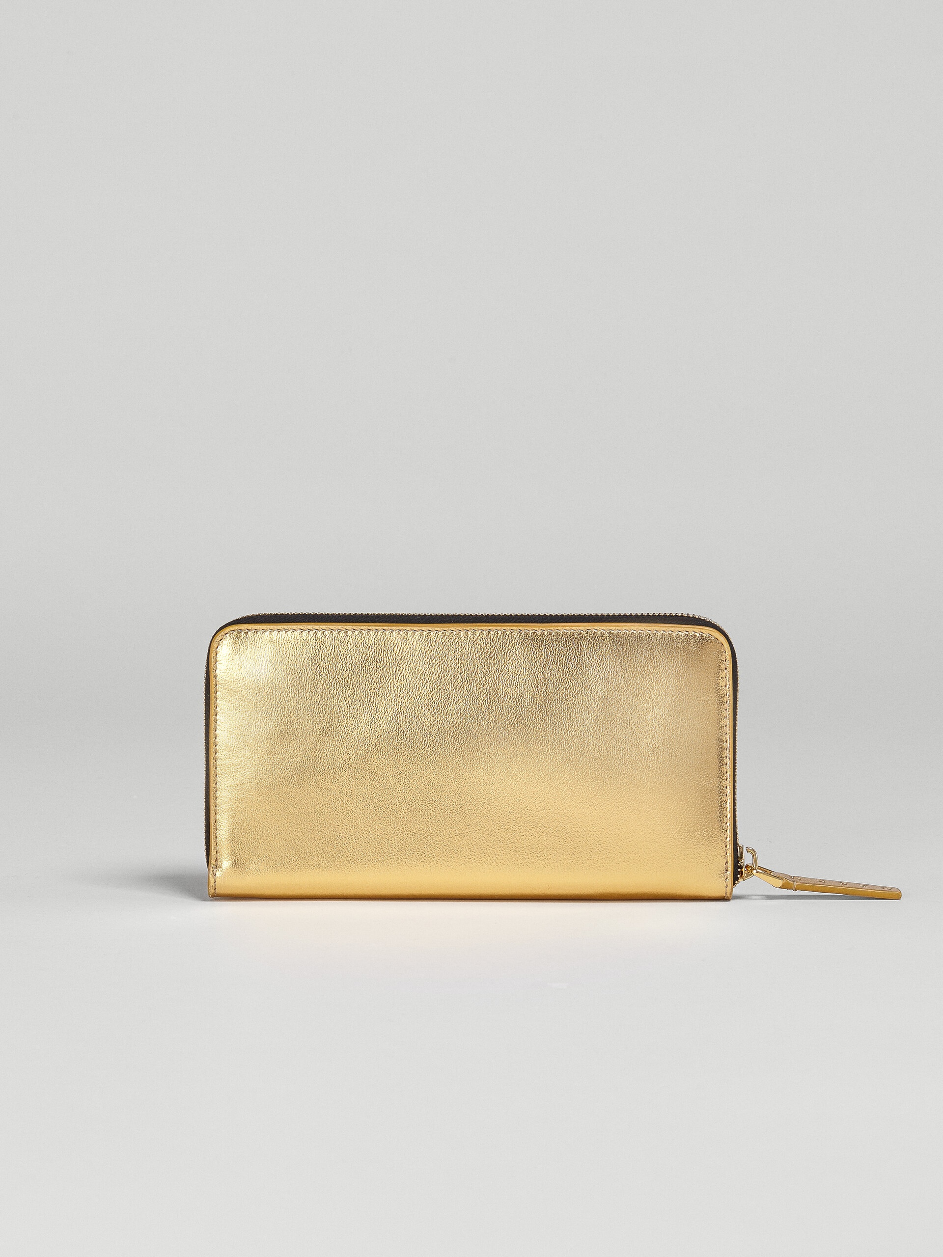 GOLD METALLIC LEATHER ZIP-AROUND WALLET - 3