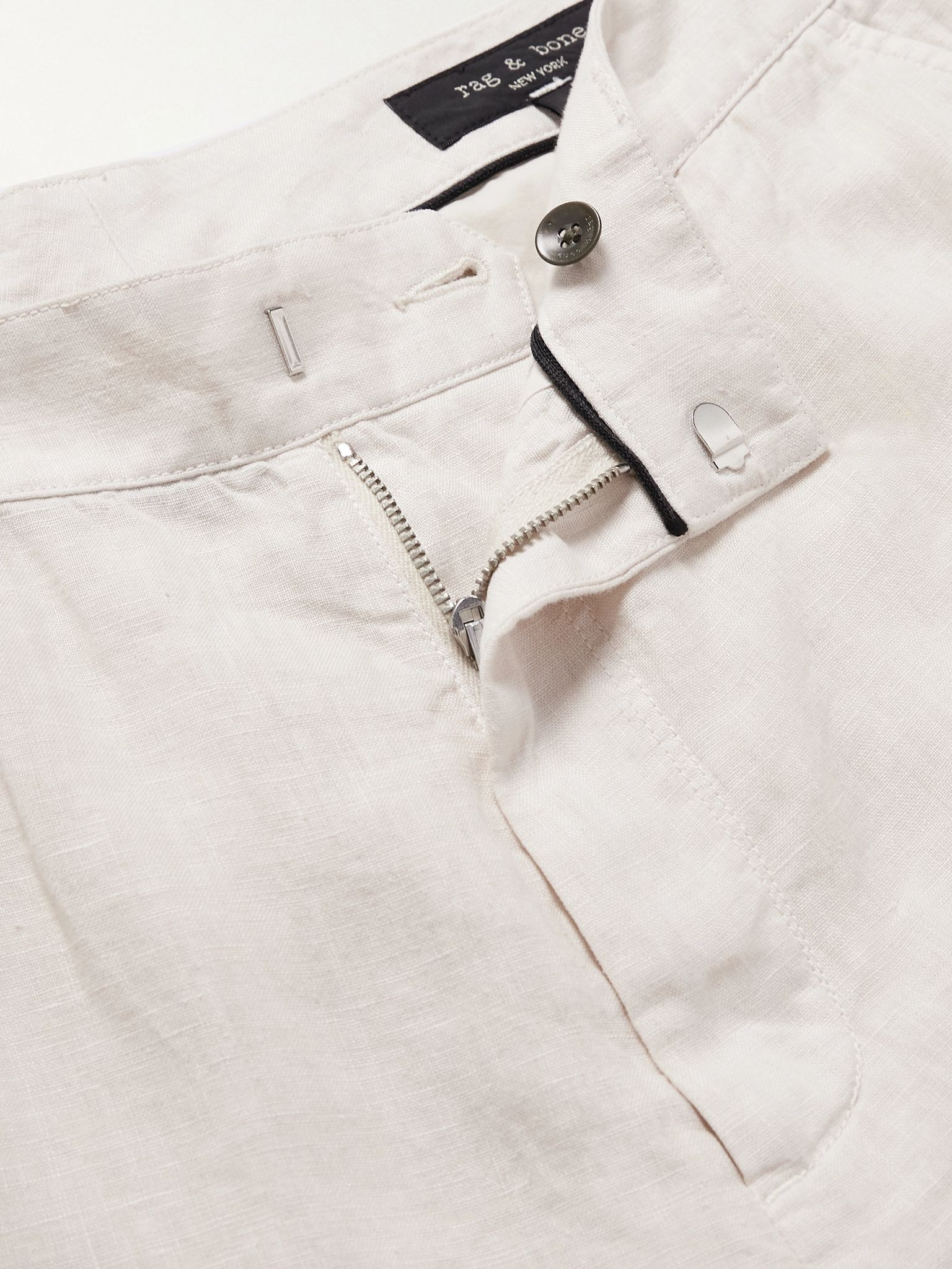 Straight-Leg Linen Trousers Ecru - 6