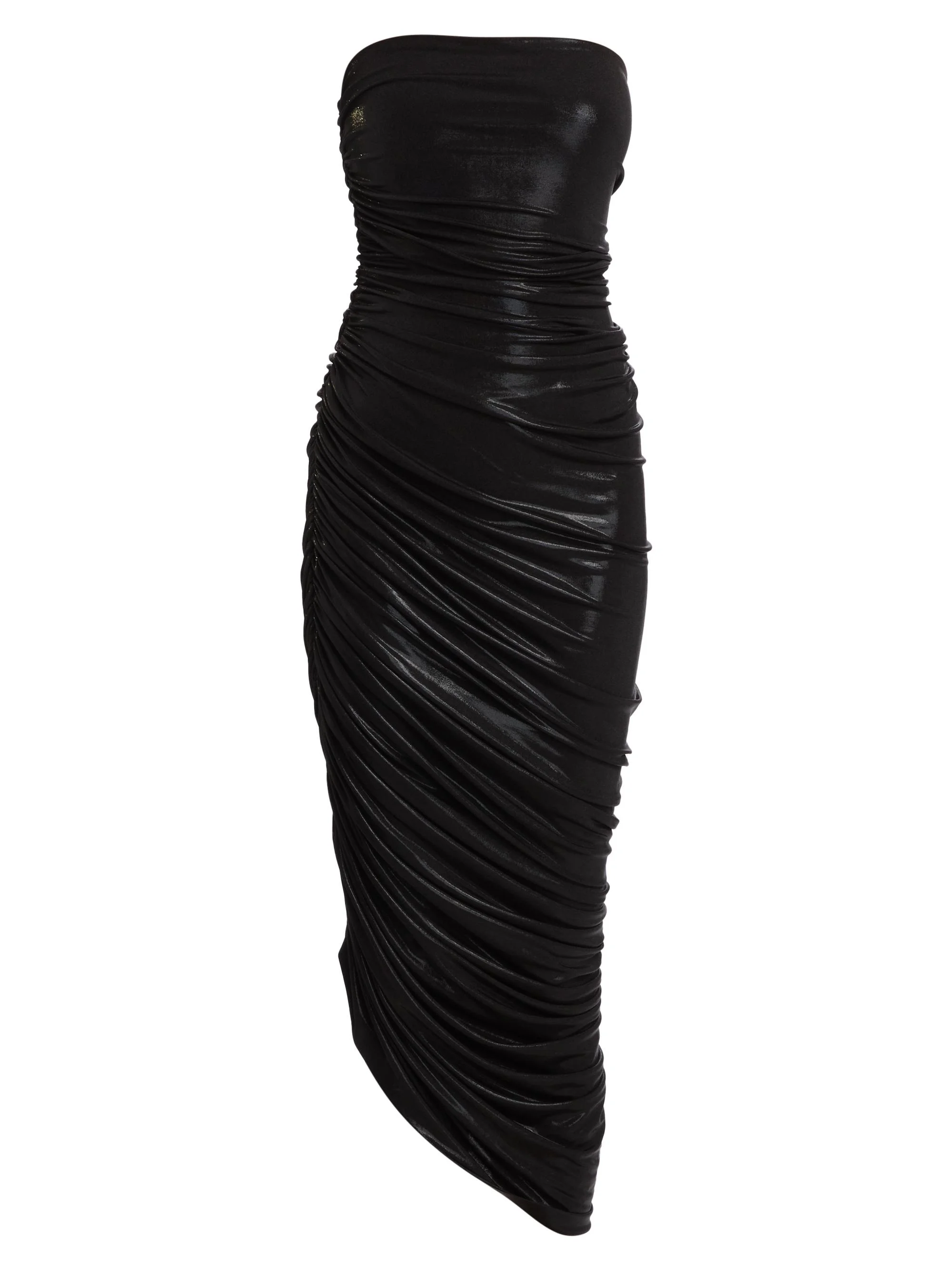 Women's Diana Strapless Ruched Lamé Dress - Black - 1