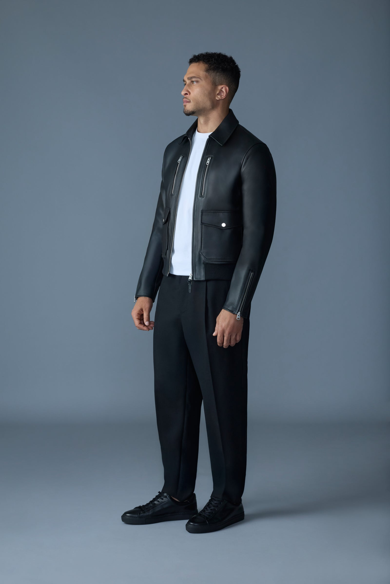 CHANCE-Z Spread Collar Leather Jacket - 3