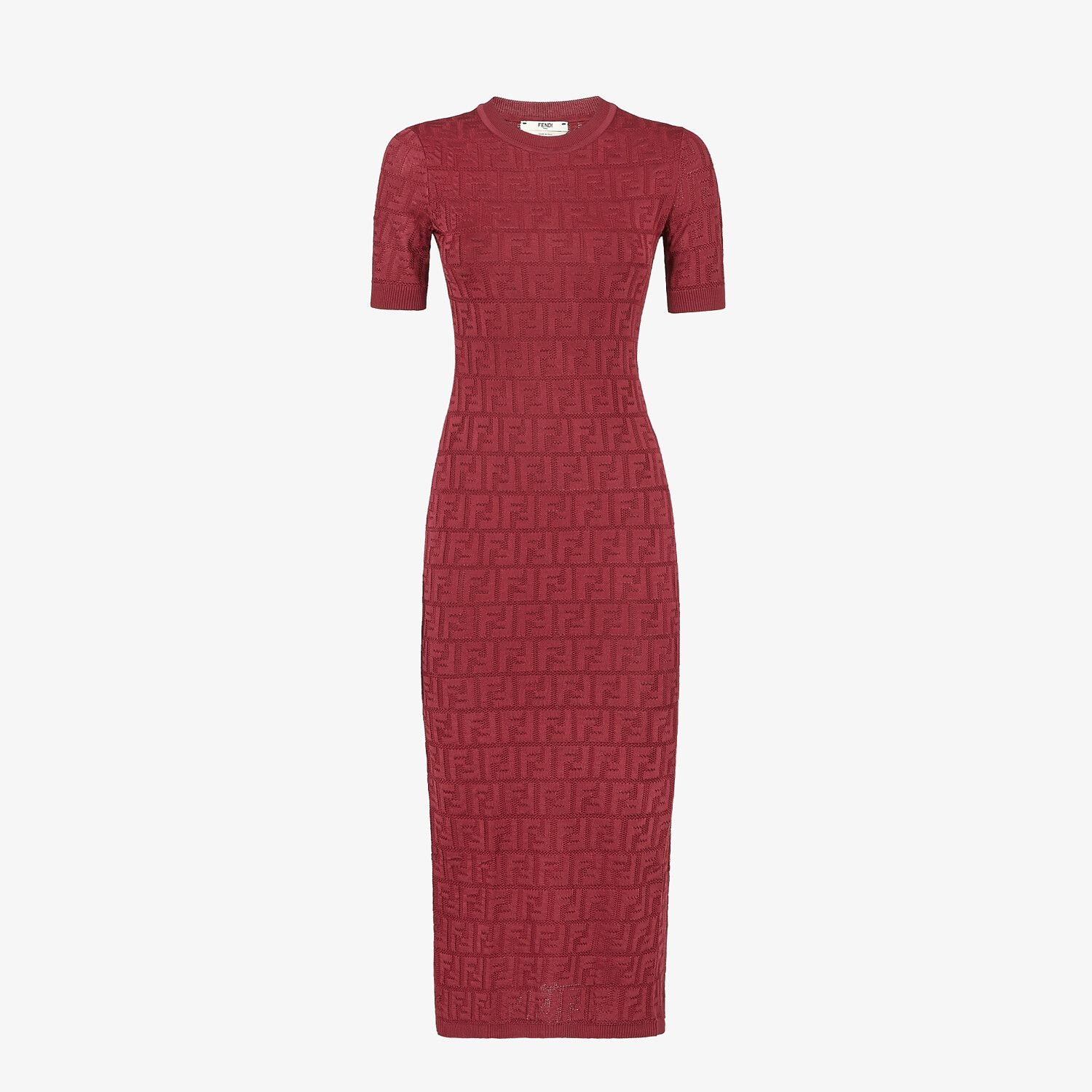 Burgundy viscose and cotton dress - 1