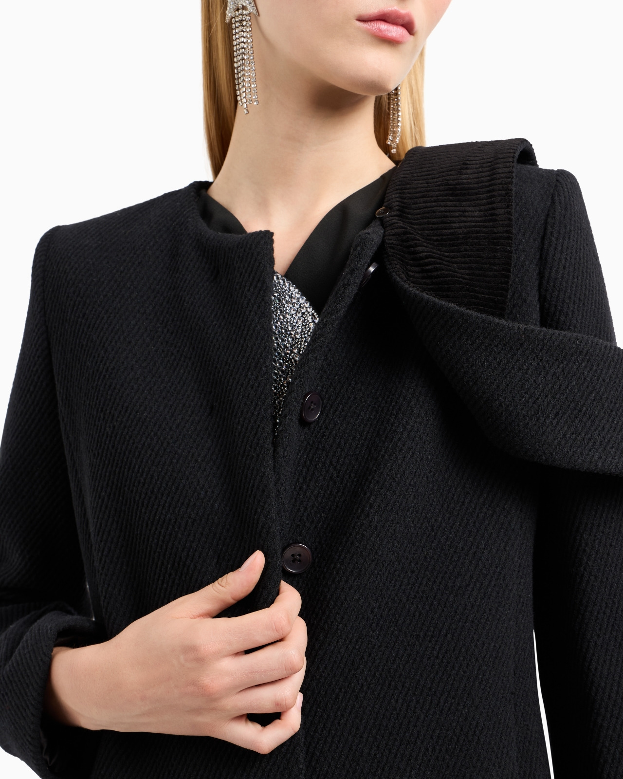 Coat with foulard collar in a wool blend cover fabric - 6