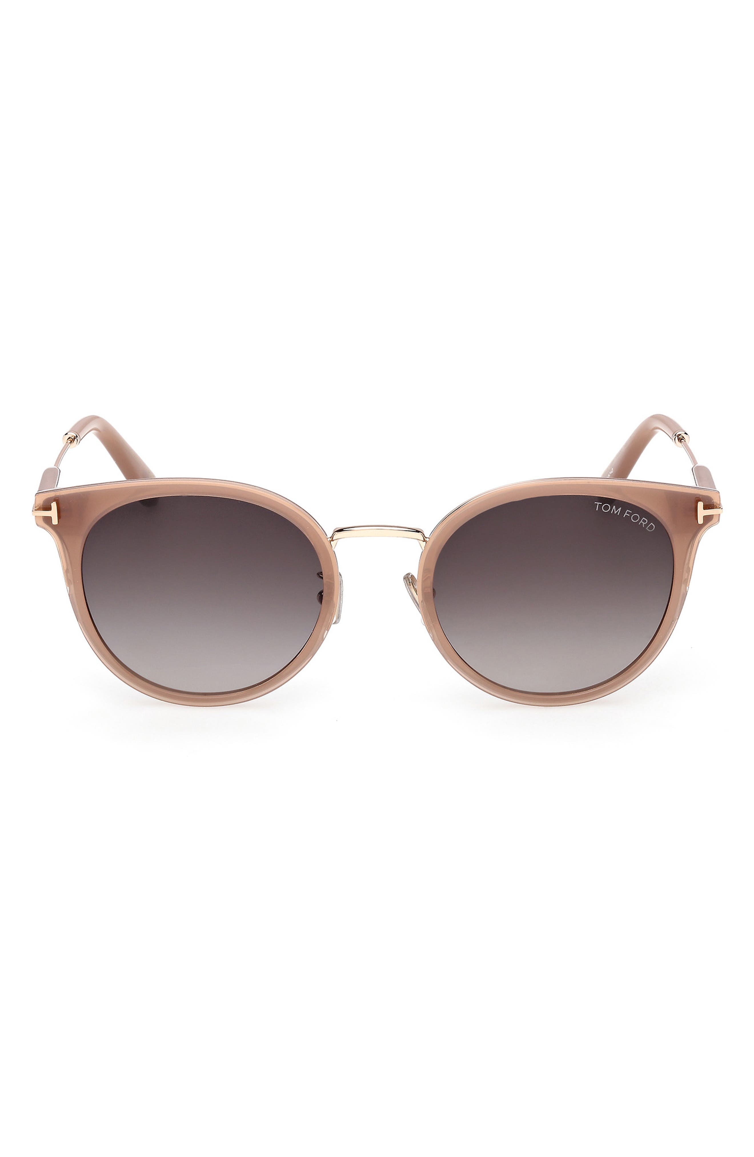 TOM FORD 54mm Round Sunglasses in Beige Rose Gold /Grad Smoke at Nordstrom - 1