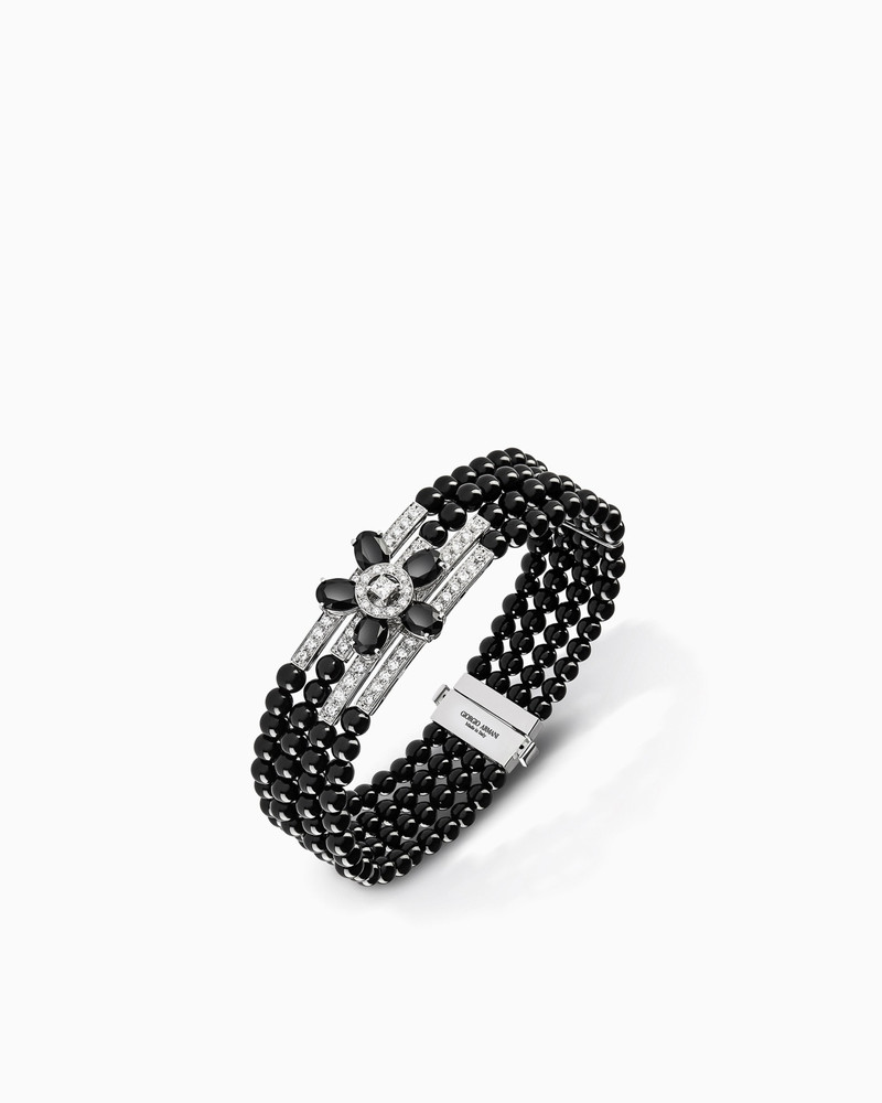 GIORGIO ARMANI 18K WHITE-GOLD, DIAMOND-AND-ONYX SÌ BRACELET outlook