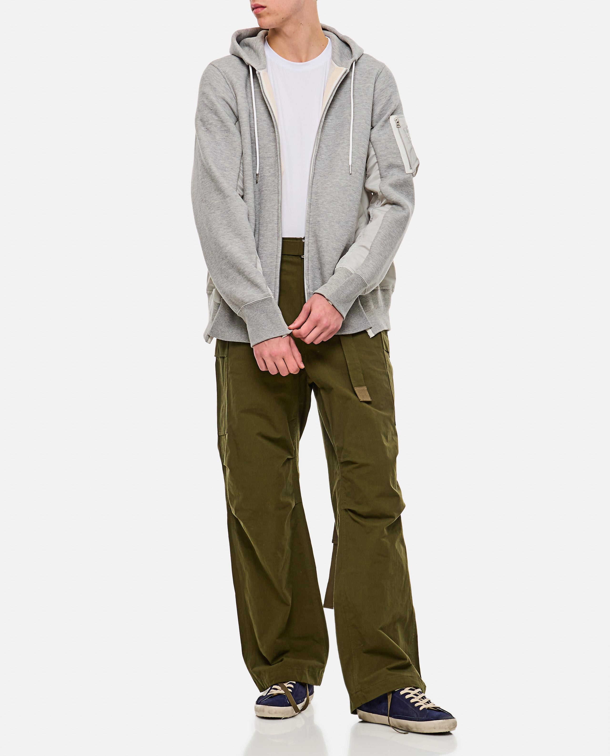 SWEATSHIRT WITH NYLON TWILL HOODIE - 2