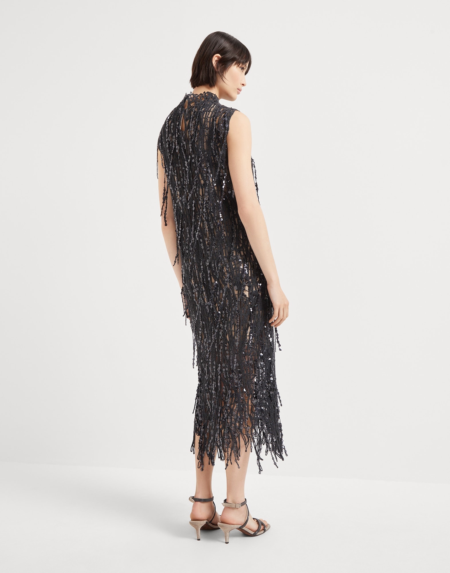 Dazzling abstract embroidery knit dress in cotton - 2