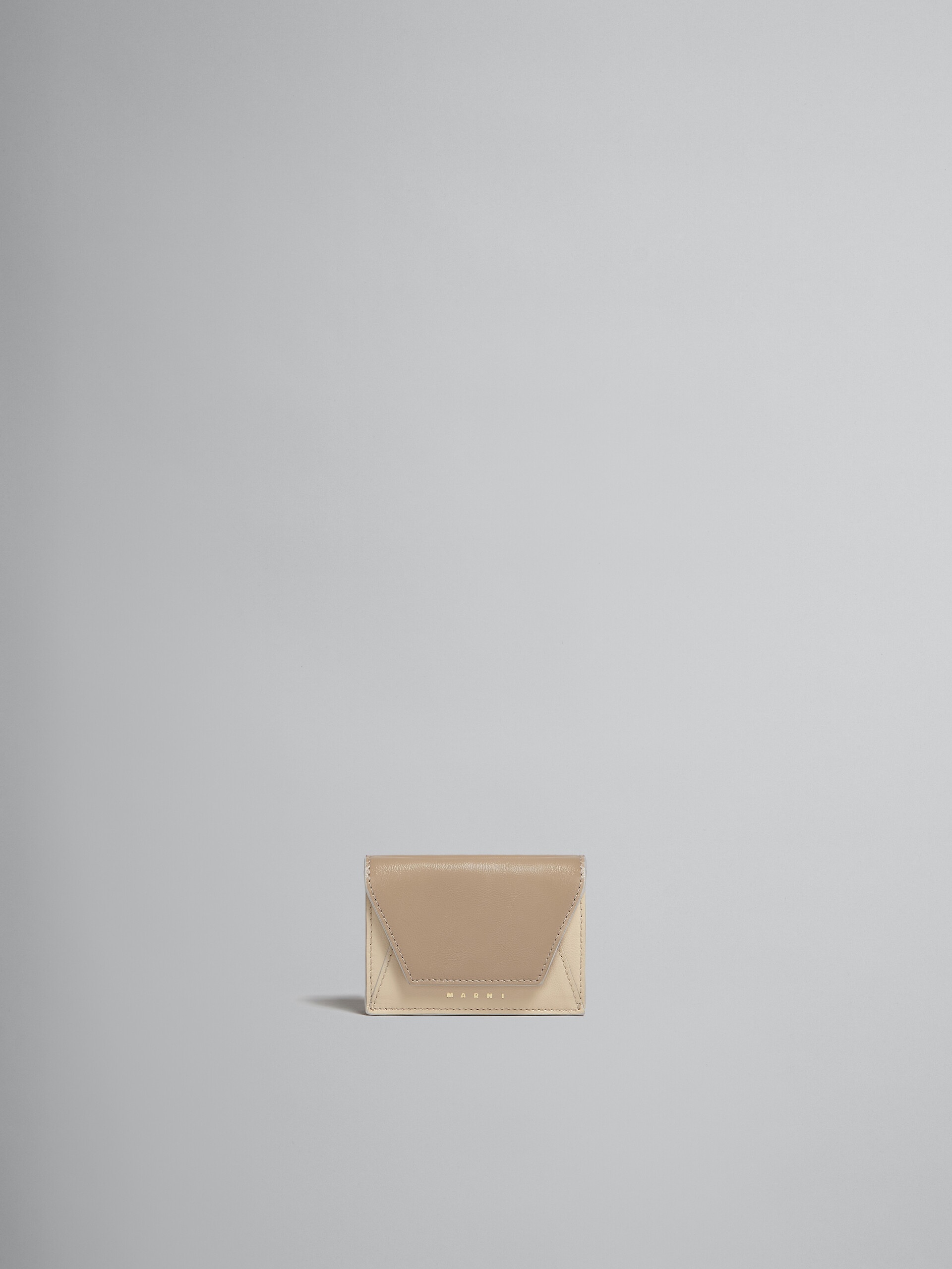 GREY-GREEN AND BEIGE LEATHER TRI-FOLD WALLET - 1