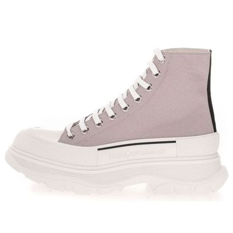 Alexander McQueen Canvas Tread Slick High Top Sneakers 'Grey White' 604254W4MV21331 - 1