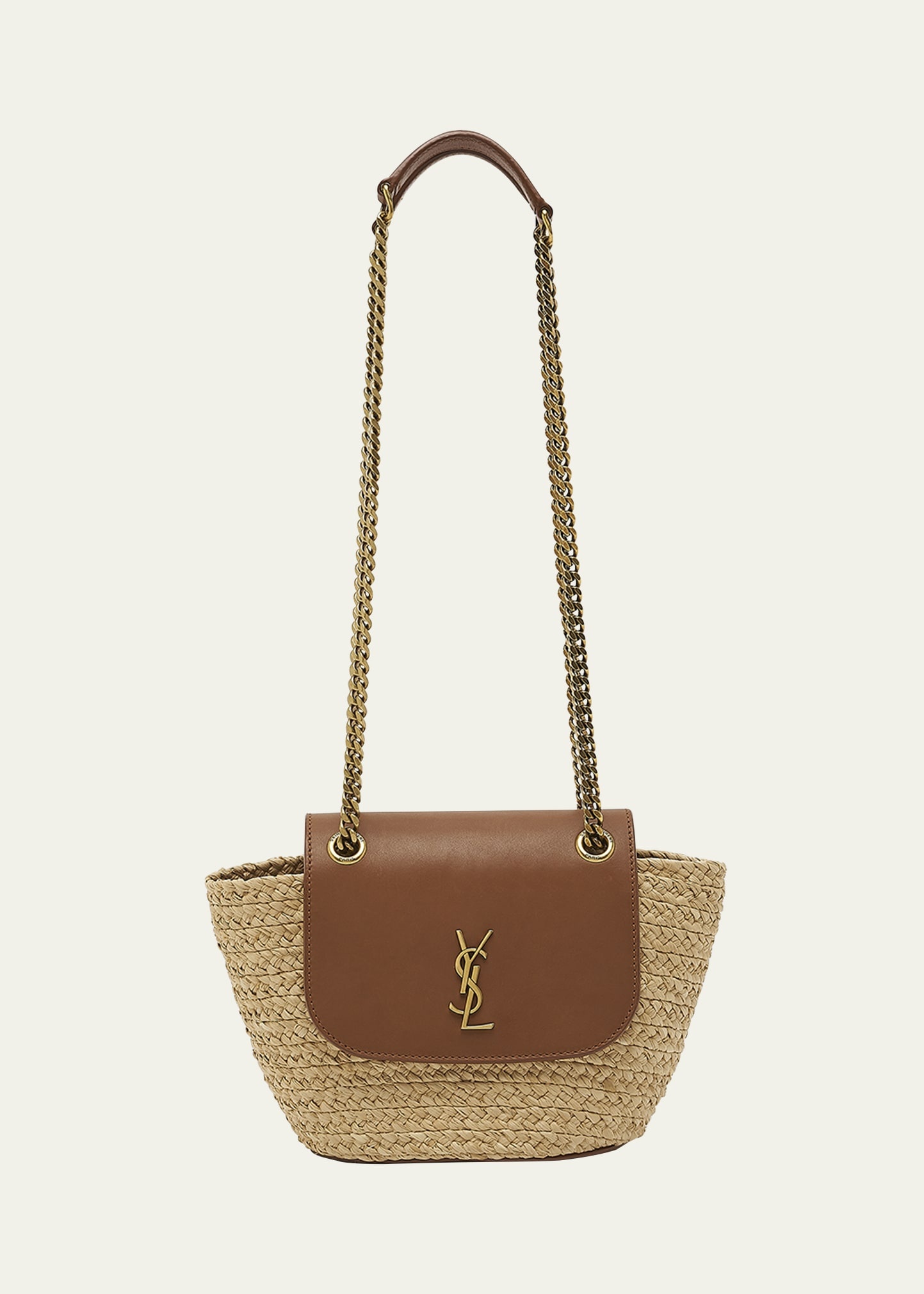 Panier Mini YSL Flap Crossbody Basket Bag in Raffia - 1