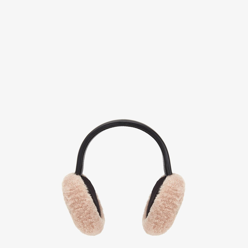 FENDI Pink shearling earmuffs outlook