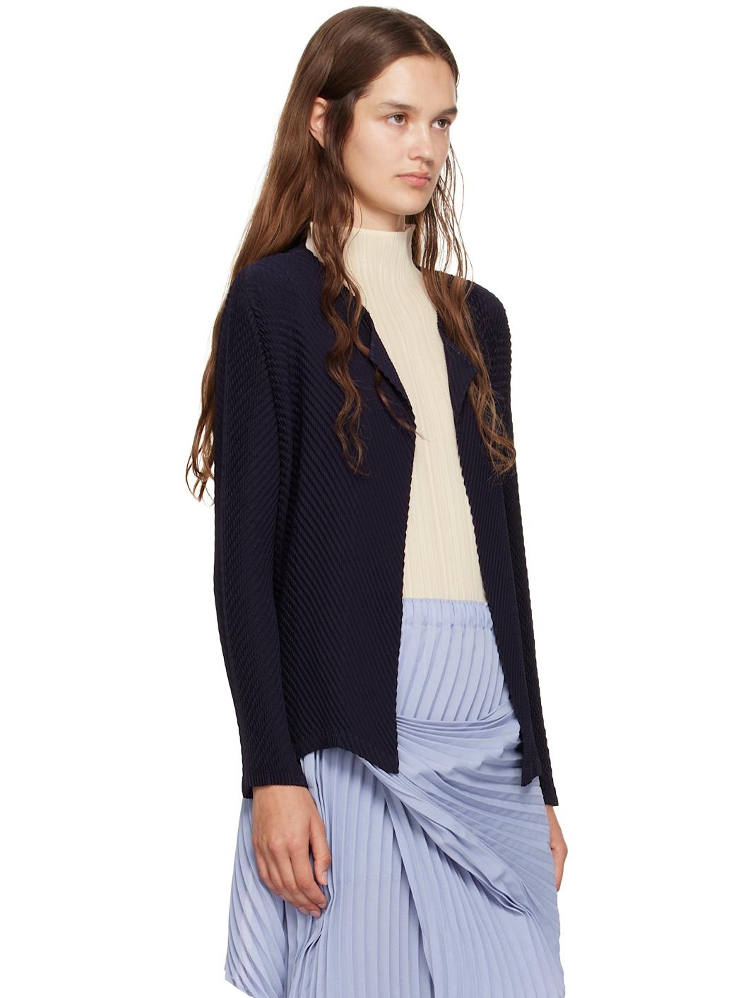 Navy Orbicular Pleats Cardigan - 2