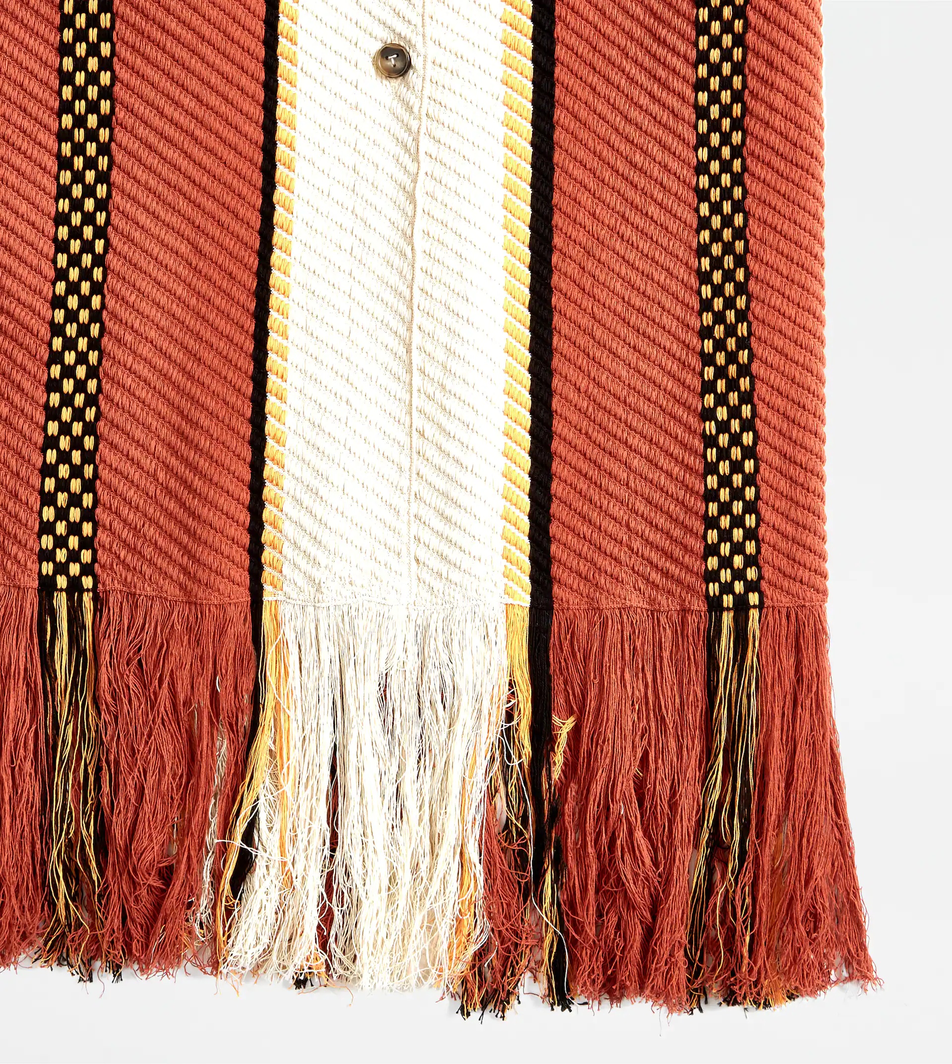 MAXI CARDIGAN IN COTTON WITH FRINGES - OFF WHITE, ORANGE, YELLOW - 6