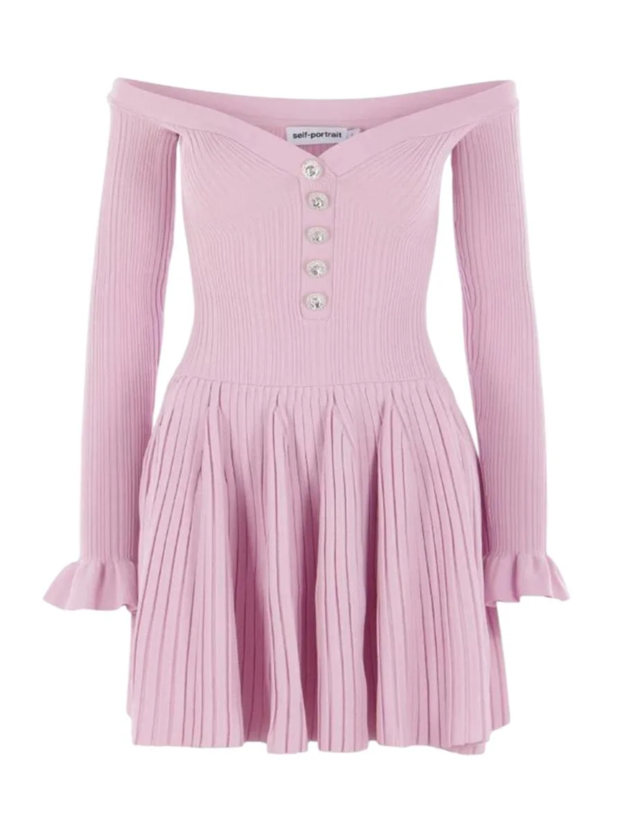 Self-Portrait Ribbed Mini Dress - 1