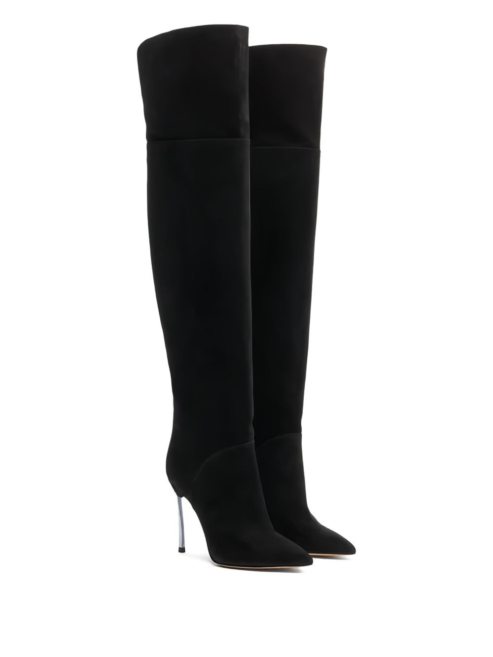 100MM metallic-heel suede over-the-knee boots - 2