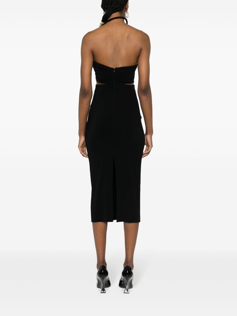 rose-detail asymmetric midi dress - 4