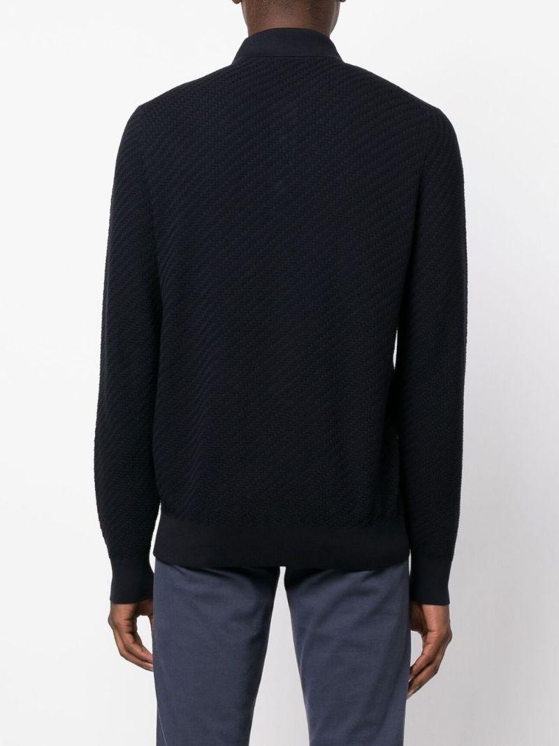 knit long-sleeve polo shirt - 4