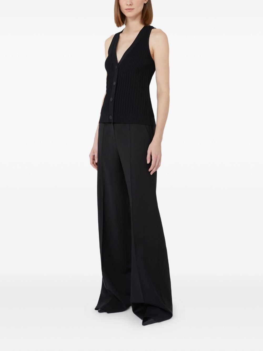 ribbed button-front vest - 2