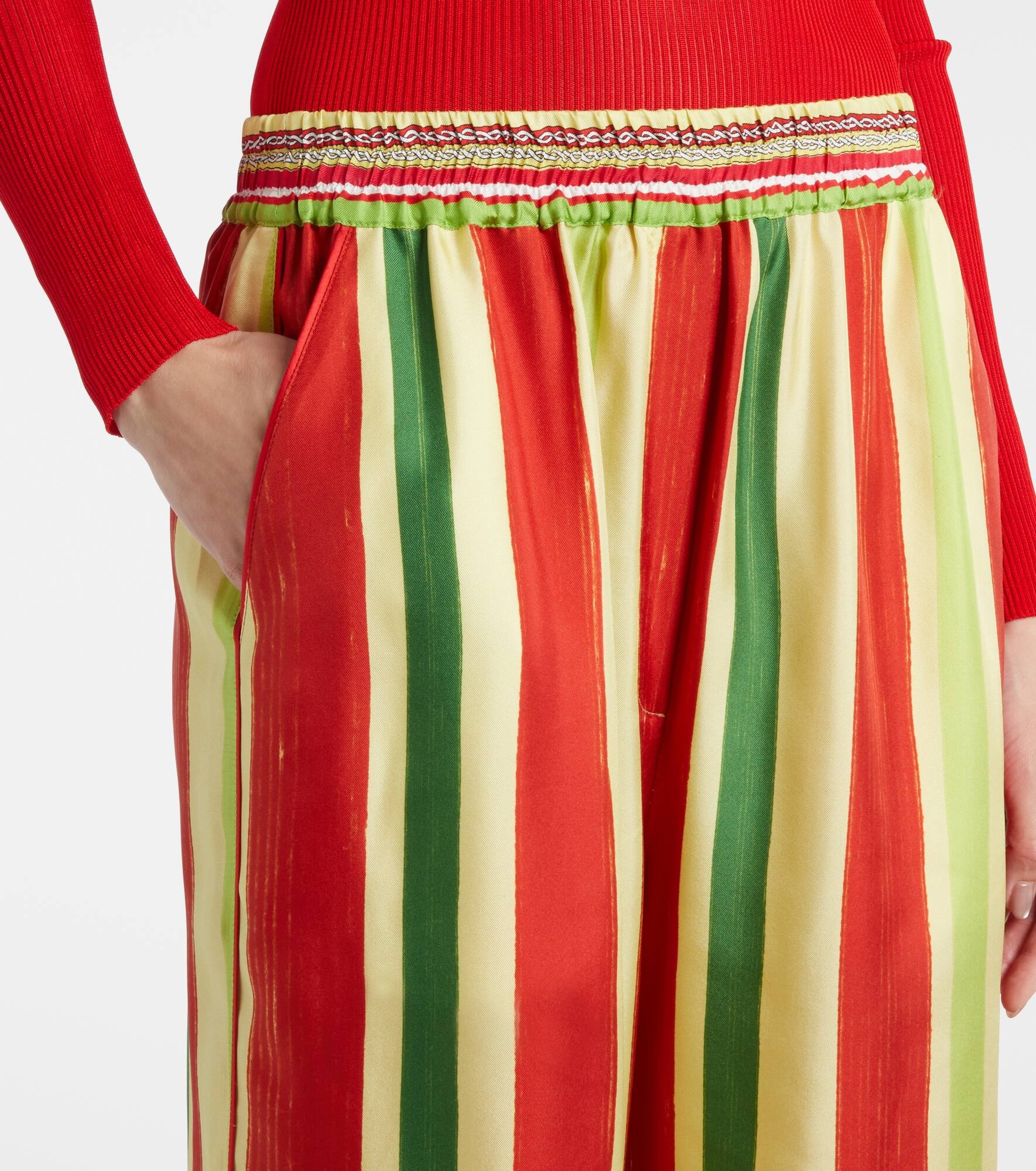 High-rise striped silk palazzo pants - 4