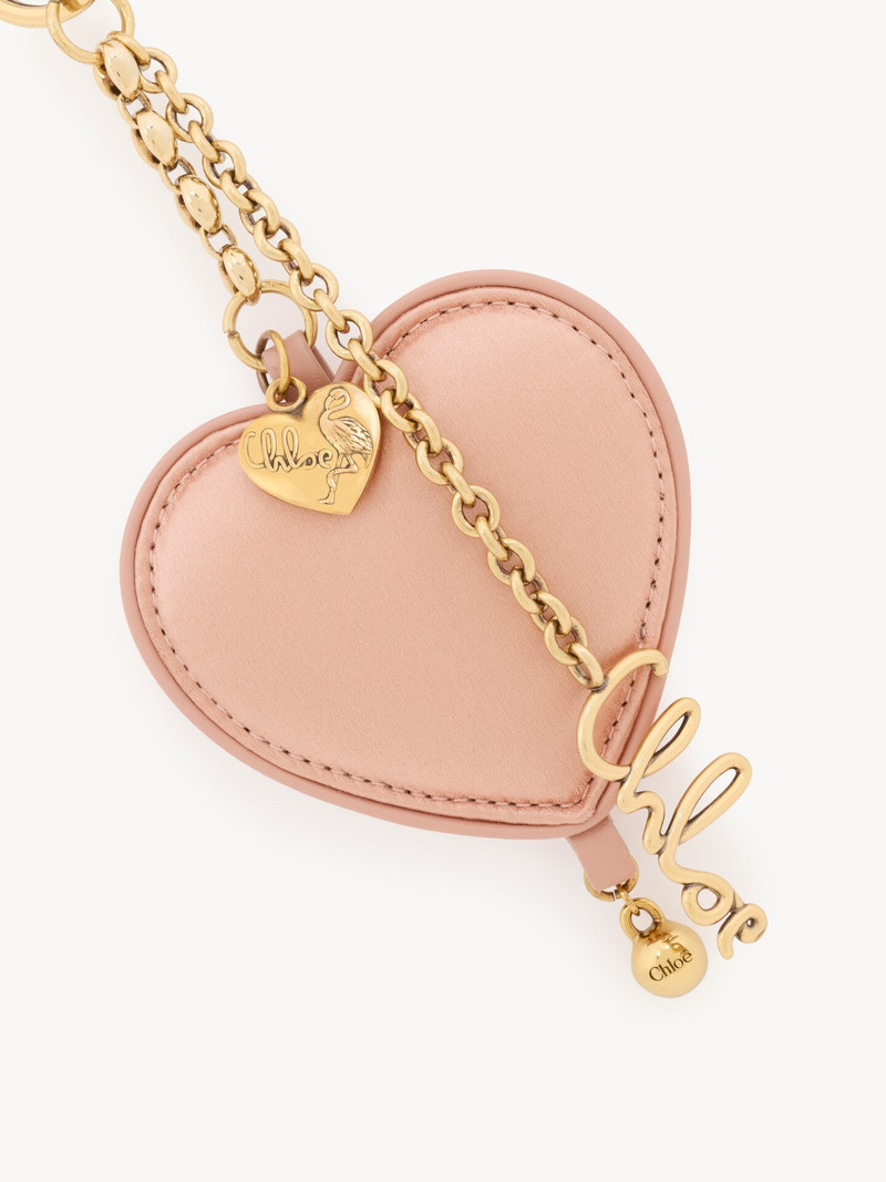 Chloé CHLOÉ SYMBOLS HEART KEY RING BAG CHARM IN SATIN & BRASS outlook