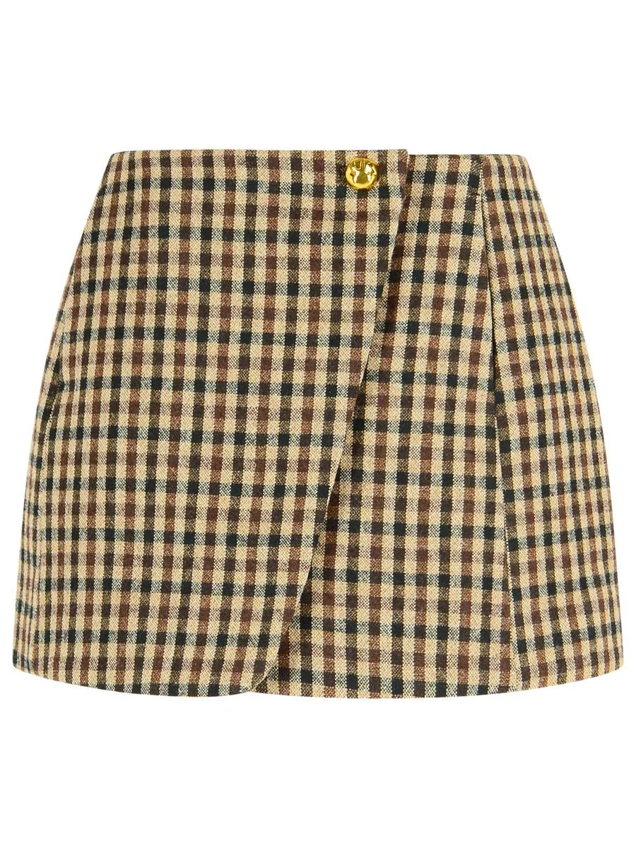 Ganni Brown Wool Blend Skirt - 1