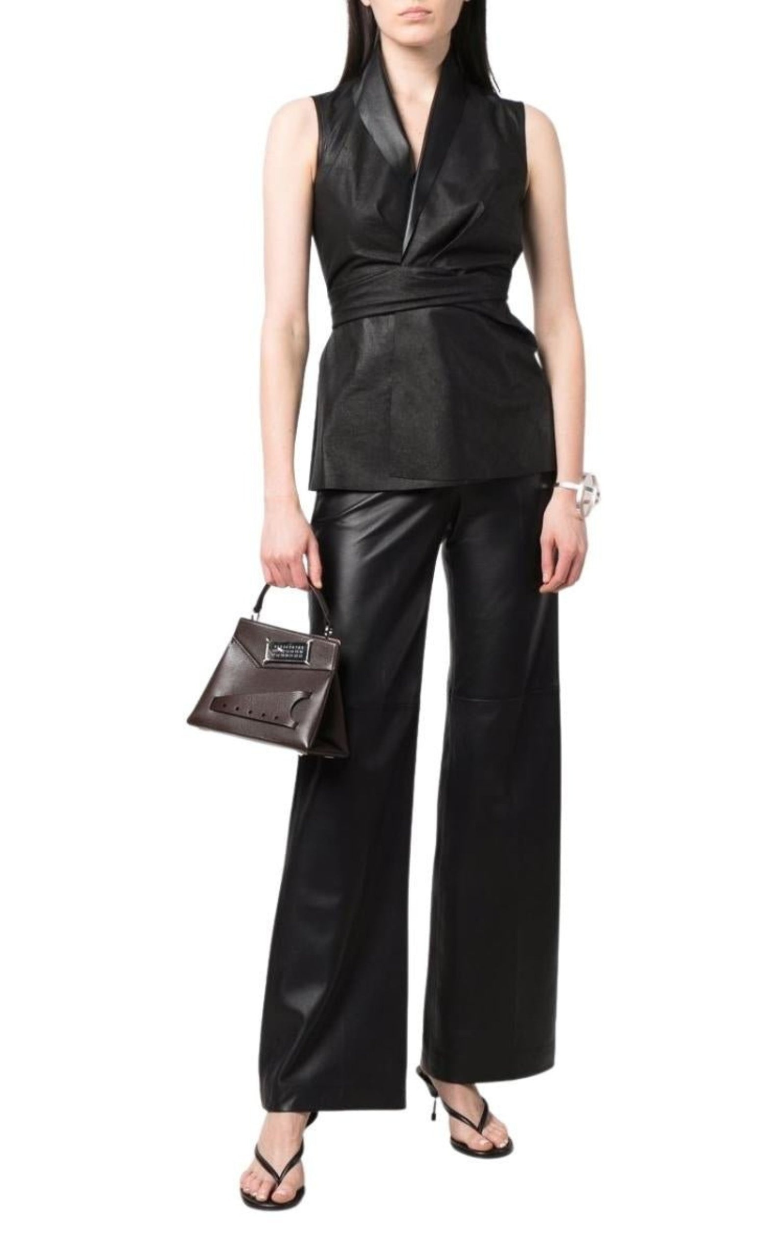 Wrap-front Leather Vest - 2