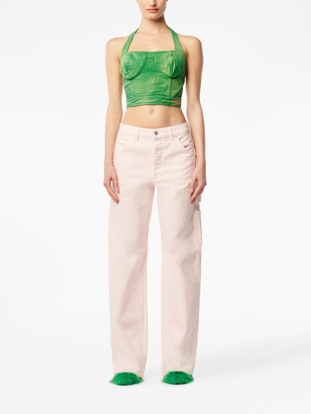 distressed cotton corset top - 2