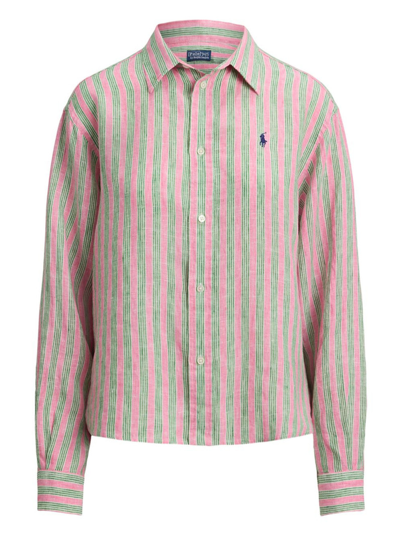 striped logo-embroidered shirt 1