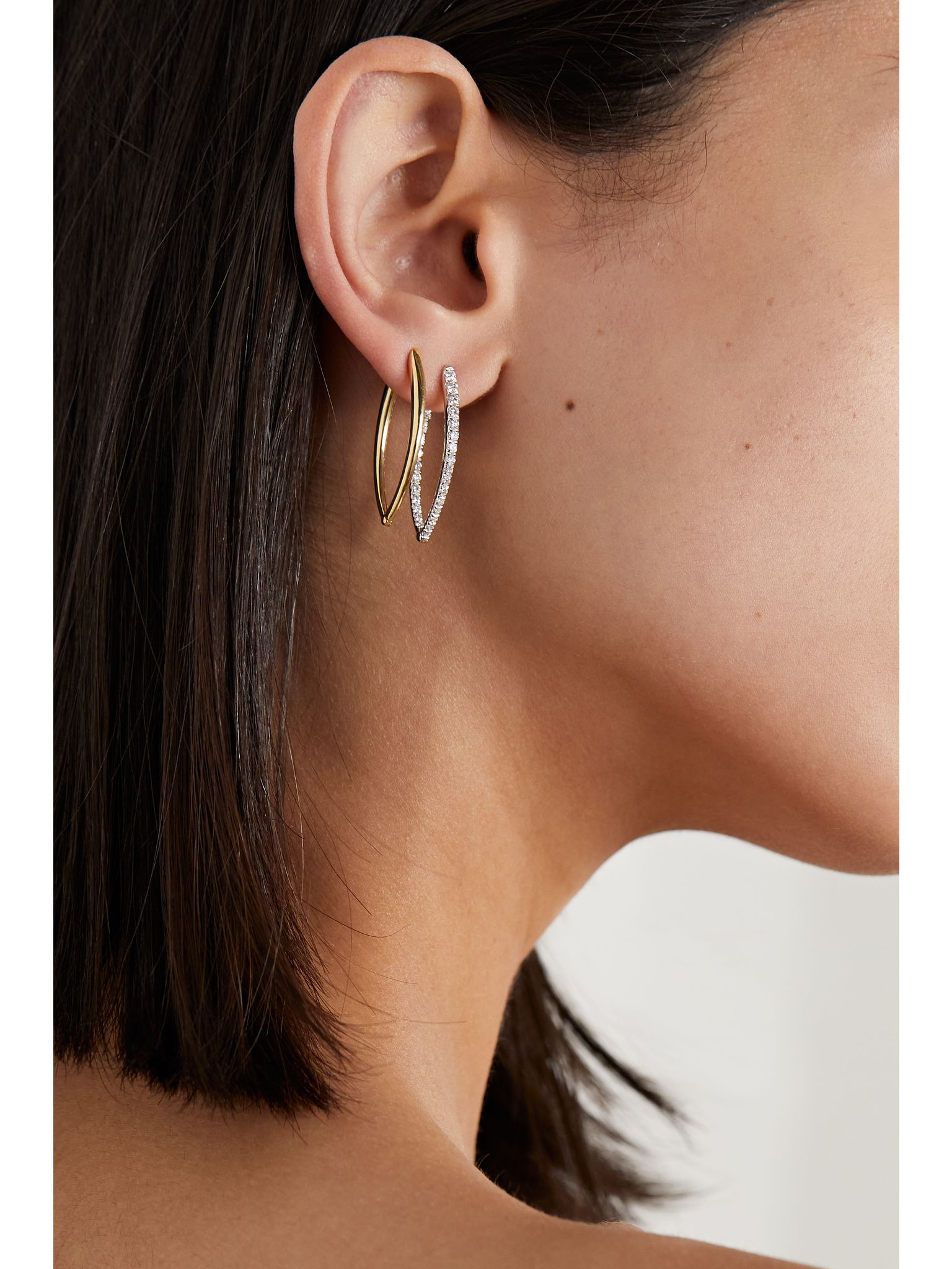 Cristina medium 18-karat white gold diamond earrings Gold - 4