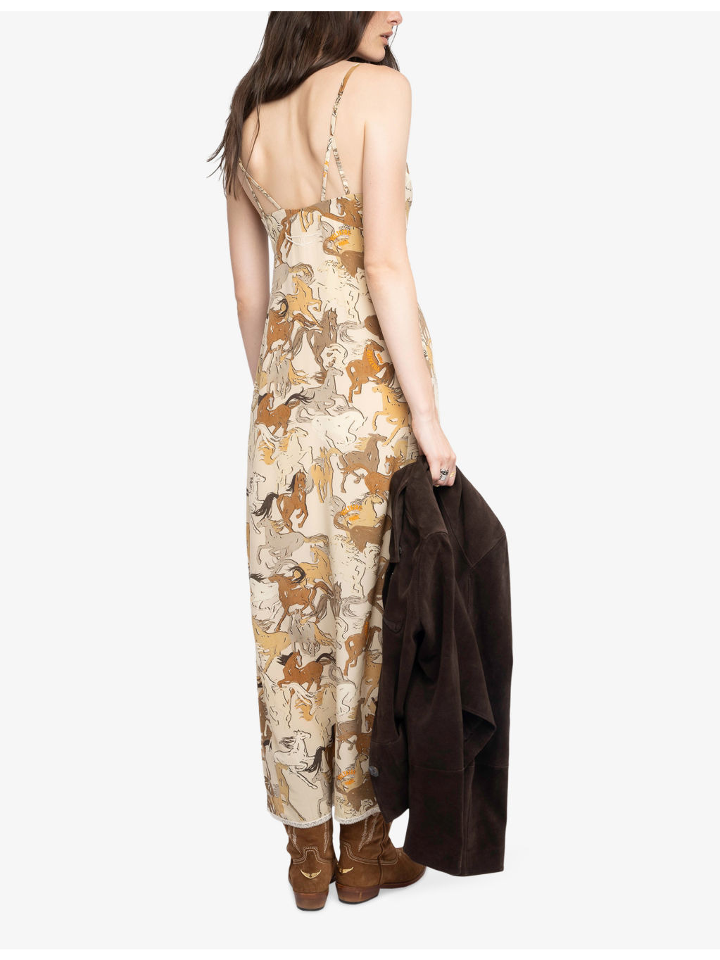 Ramelil Horse-Pattern Silk Midi Dress - 4