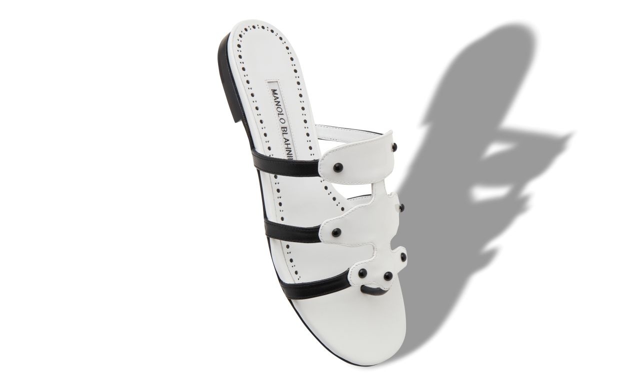 White Patent Leather Flat Sandals - 2