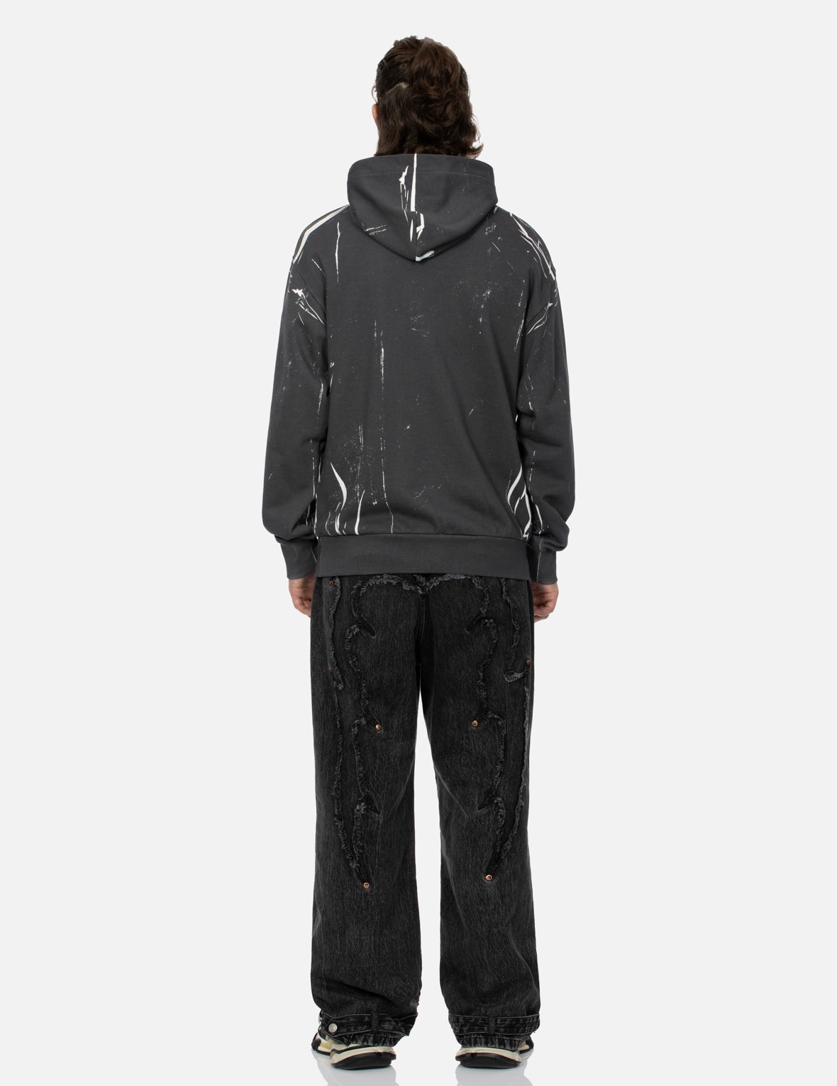 Distressed Edges Inserted Daicock Baggy Jeans - 5