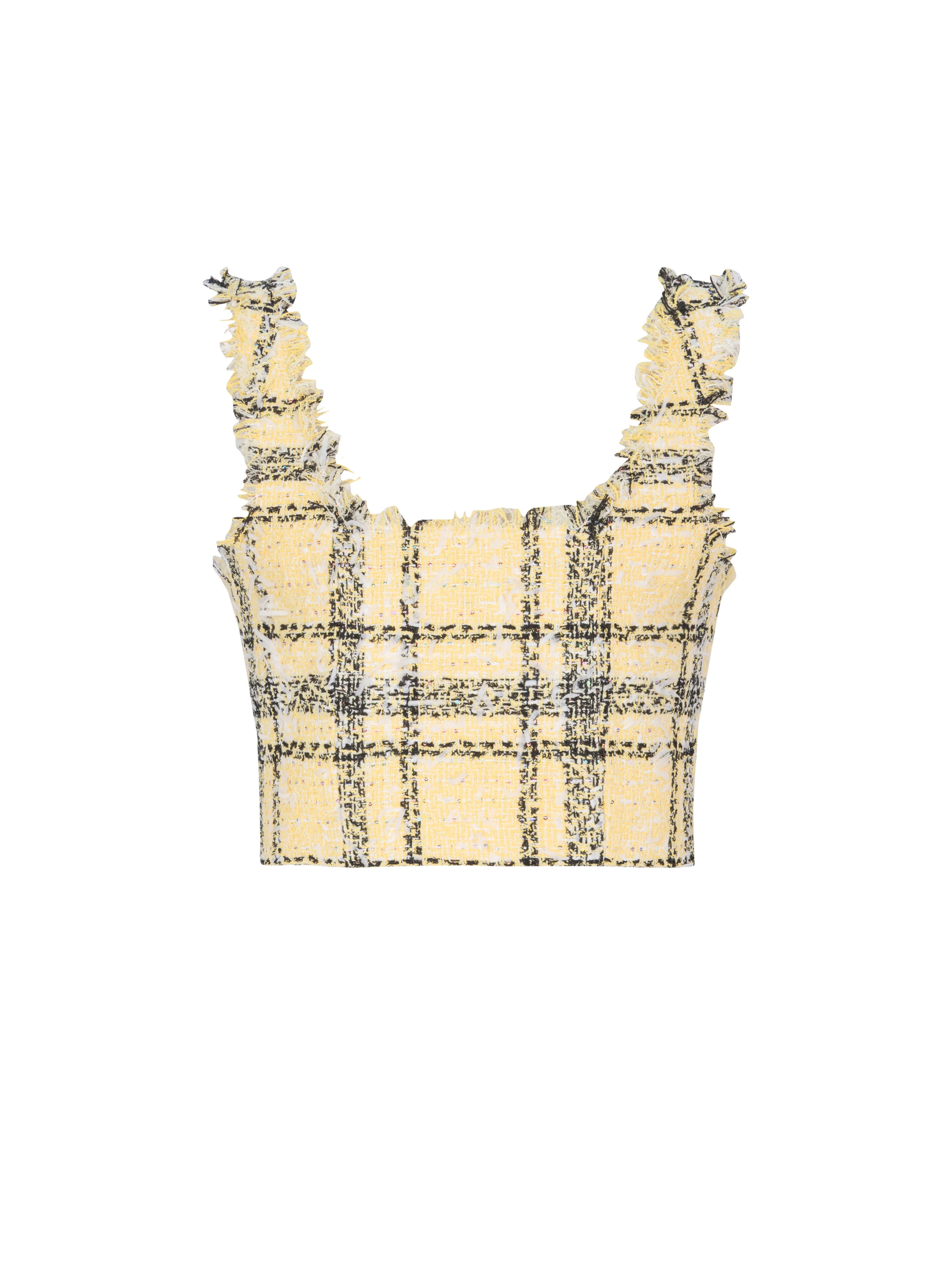 Crop top in glitter plaid tweed - 1