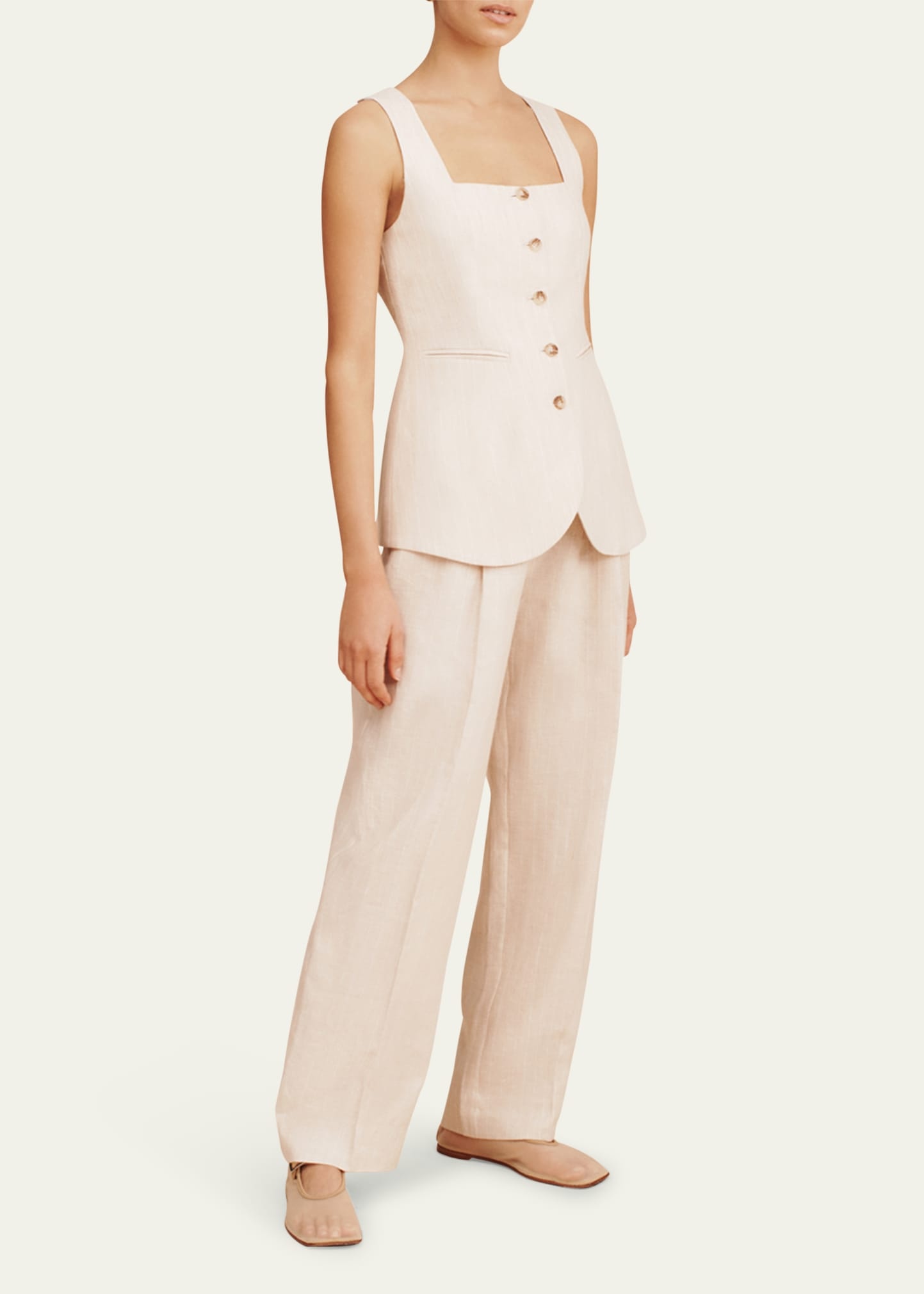 Lucille Pinstripe Linen Gilet - 4