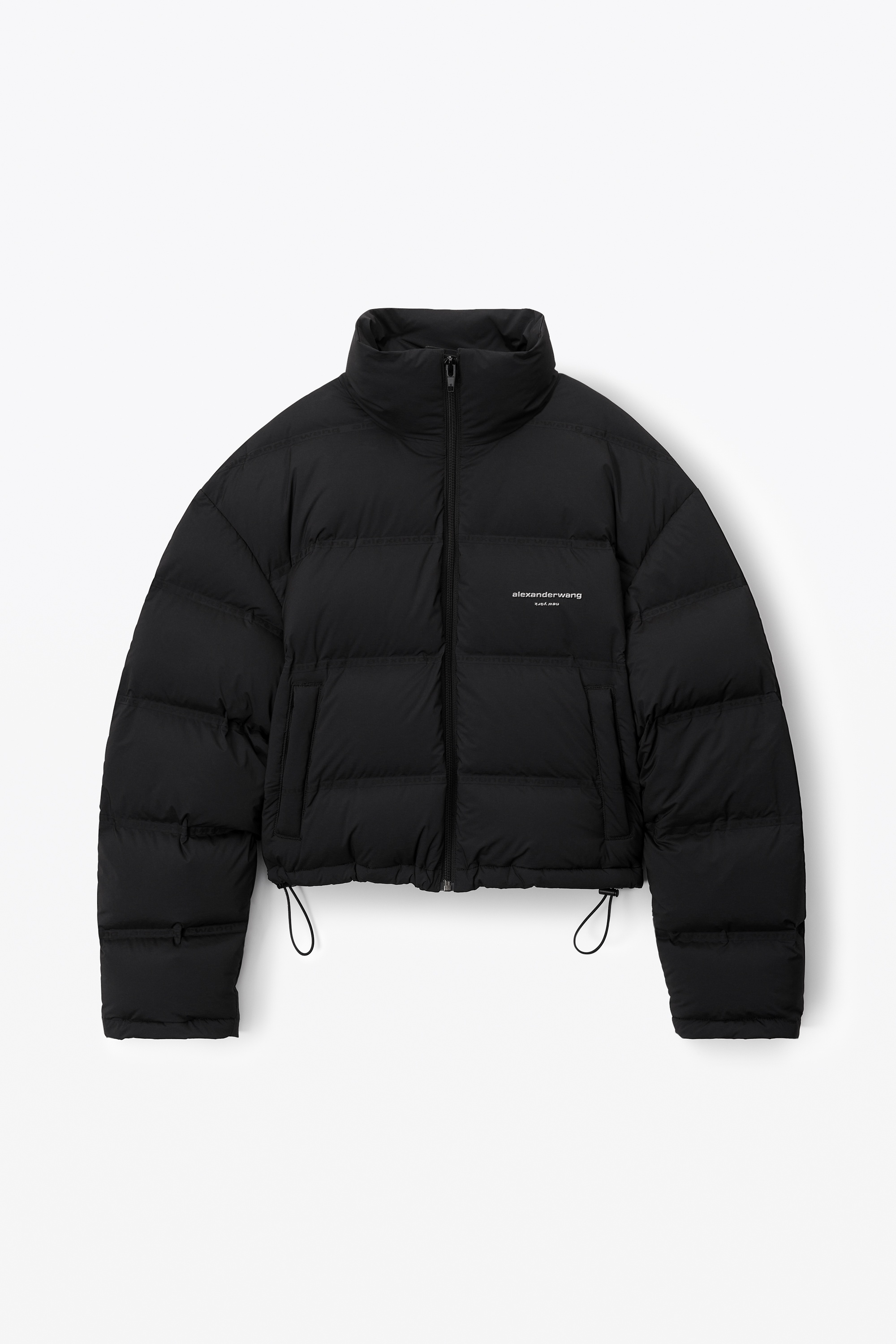cropped puffer coat with reflective logo - 1