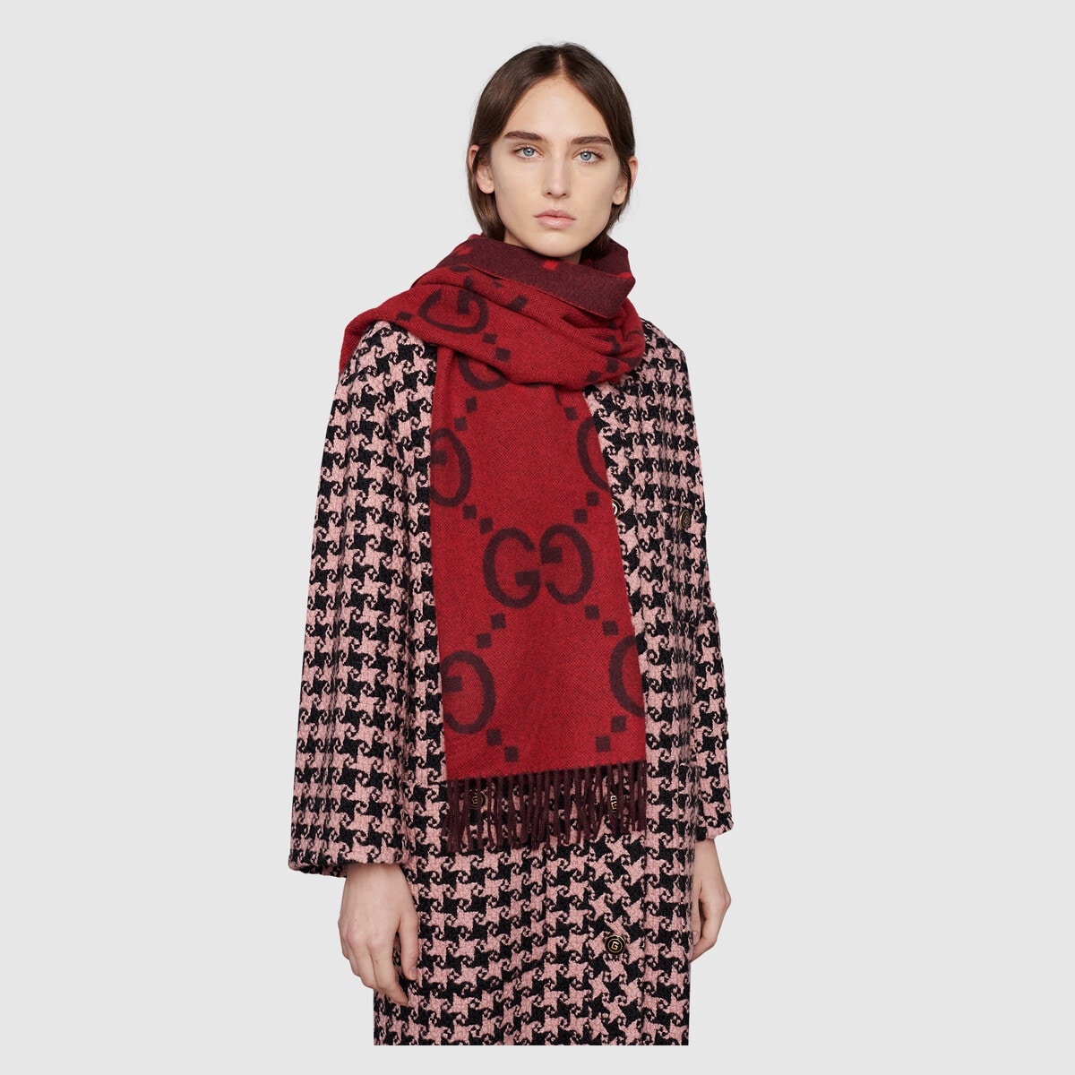 GG cashmere jacquard scarf - 3