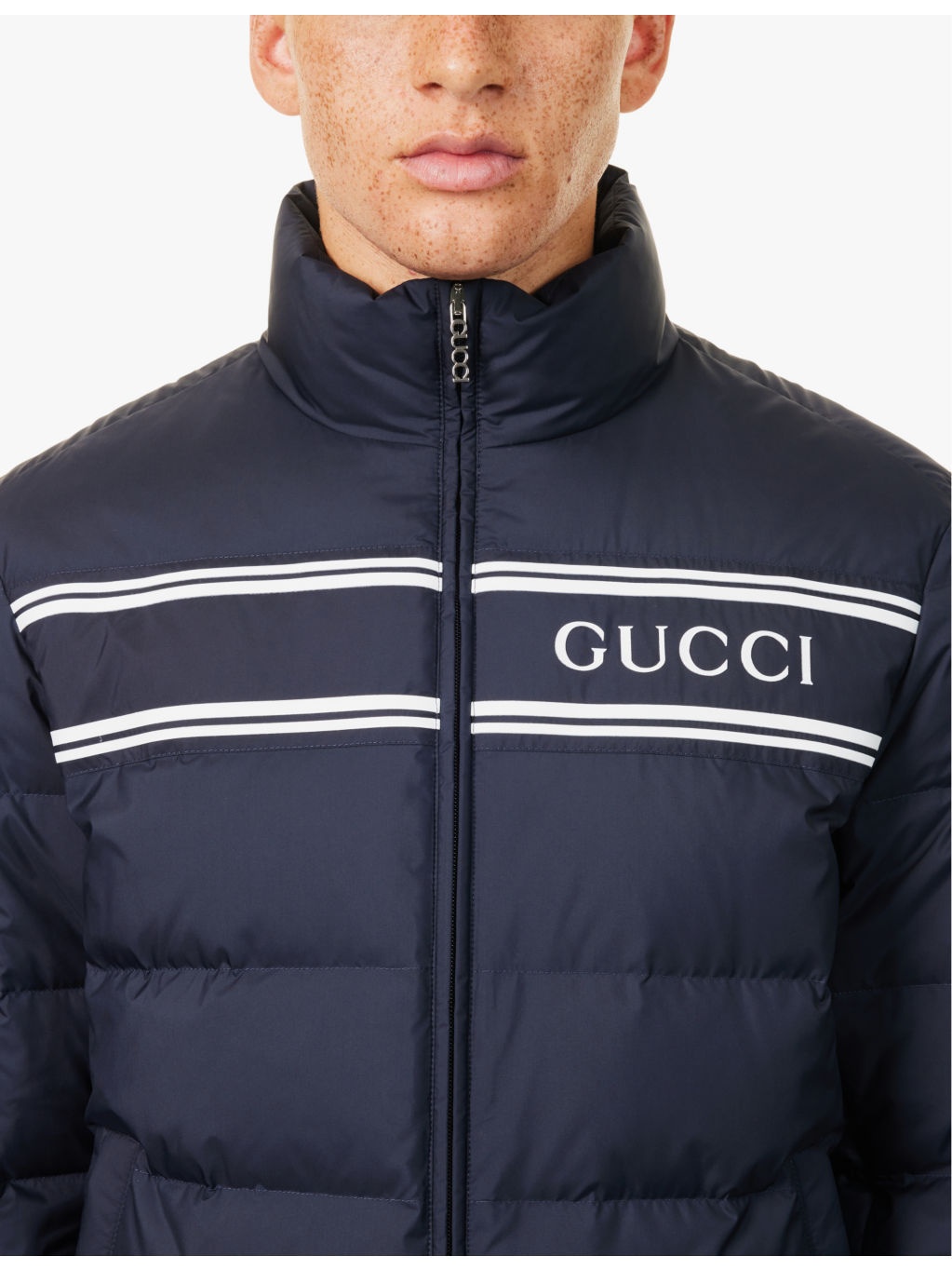 Brand stripe-print lightweight shell-down jacket - 5