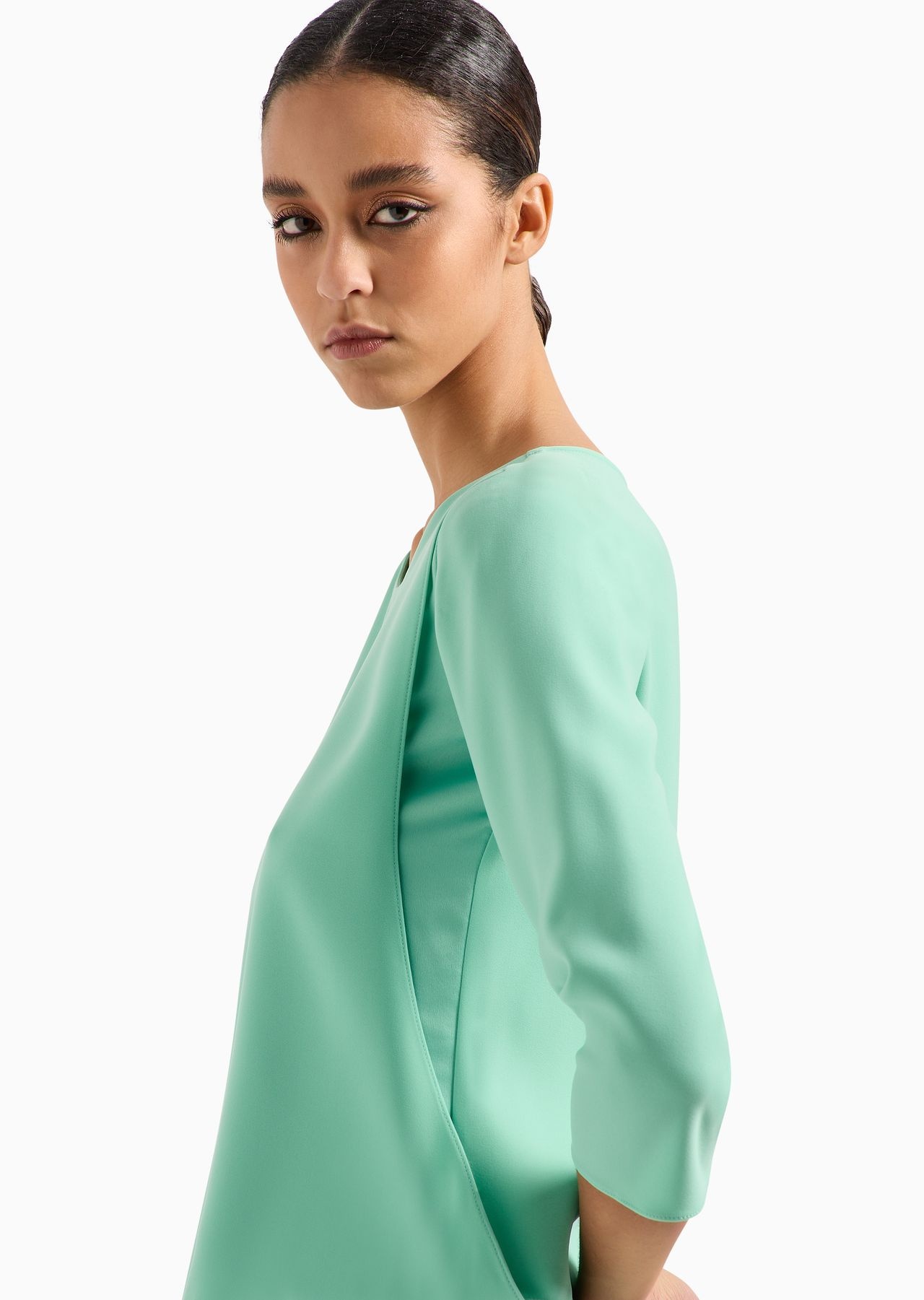 Technical cady blouse with satin side inserts - 5