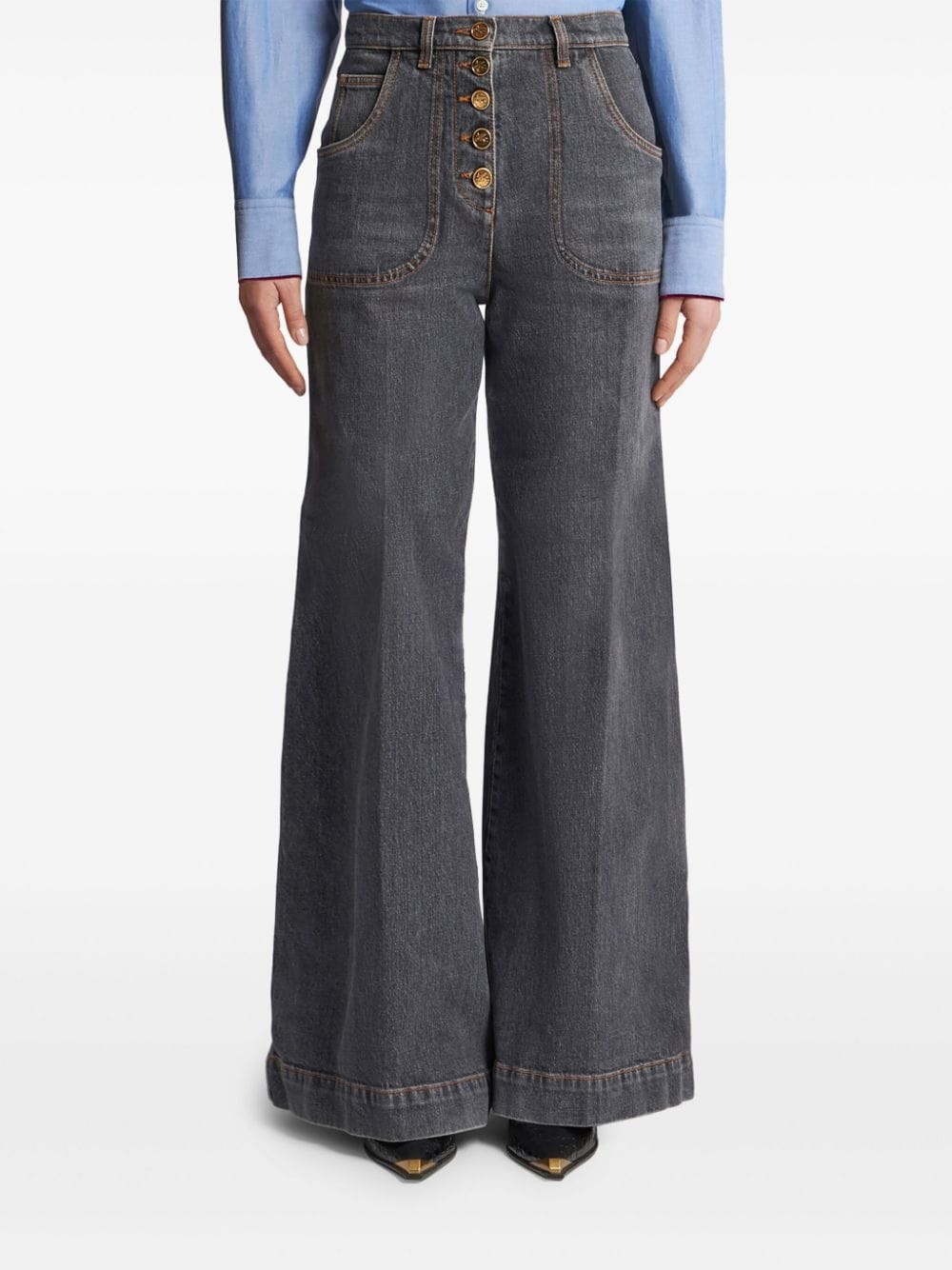 wide-leg flared jeans - 3