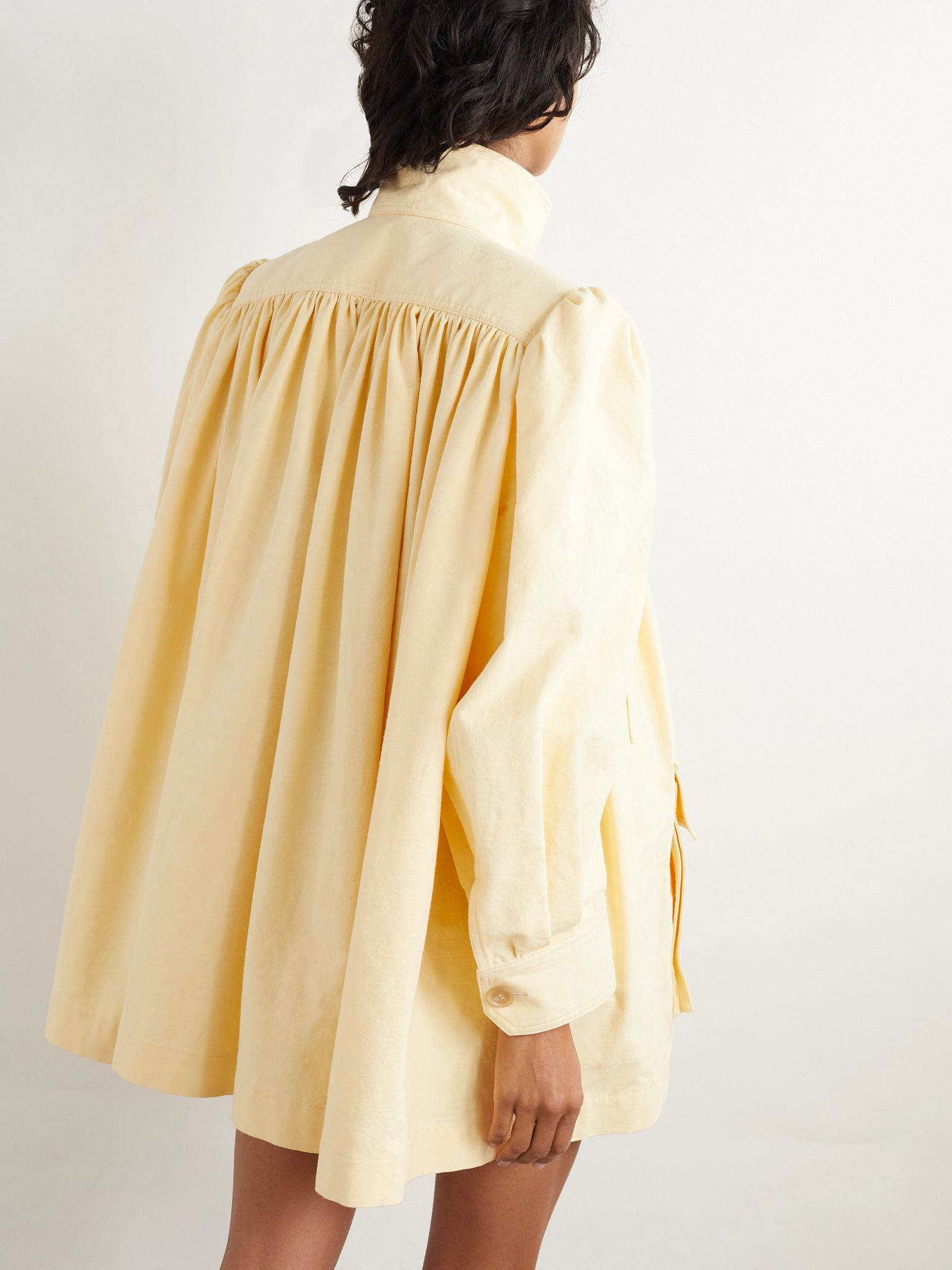 Gathered cotton jacket Yellow - 4