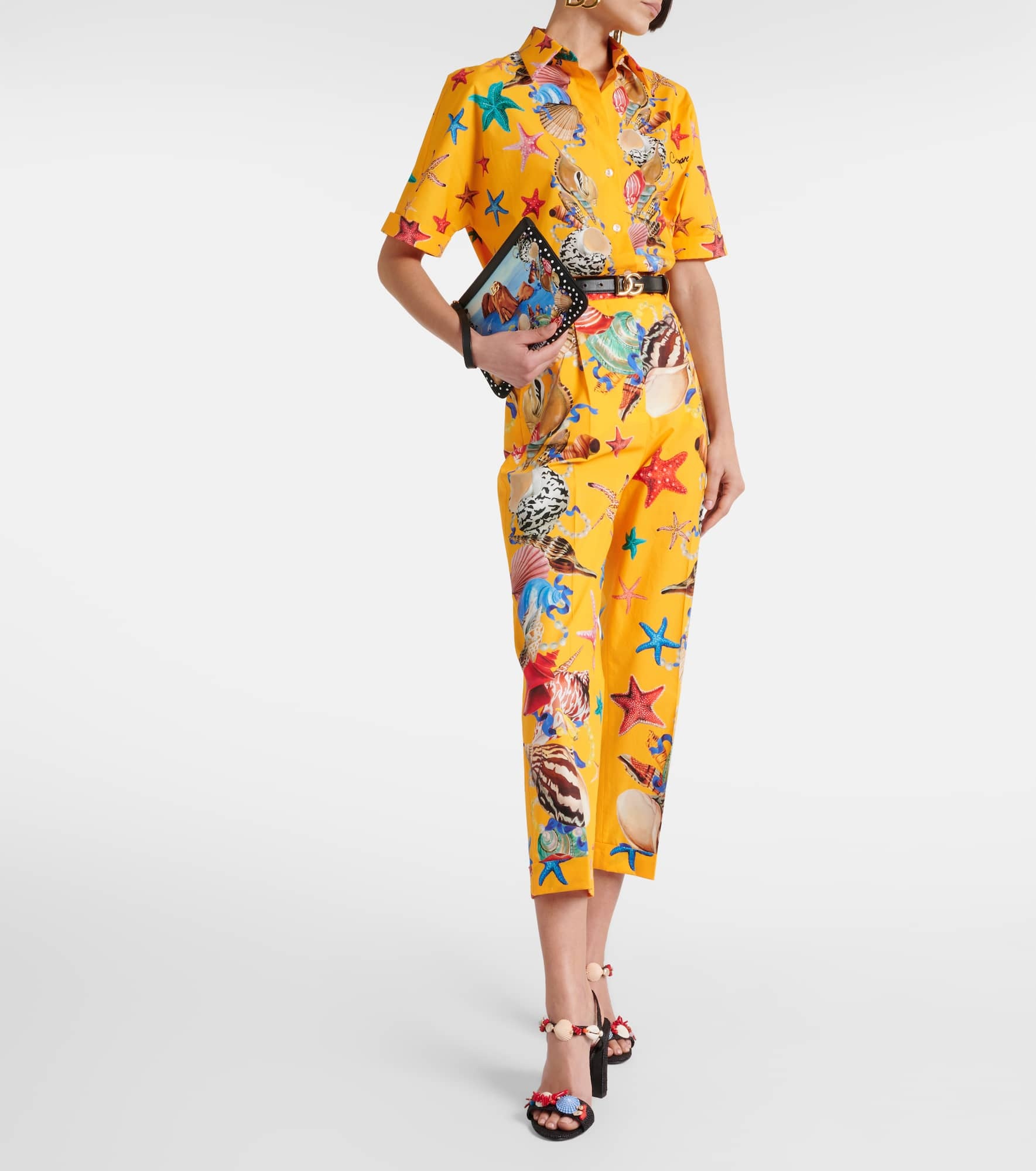 Capri printed high-rise cotton tapered pants - 2