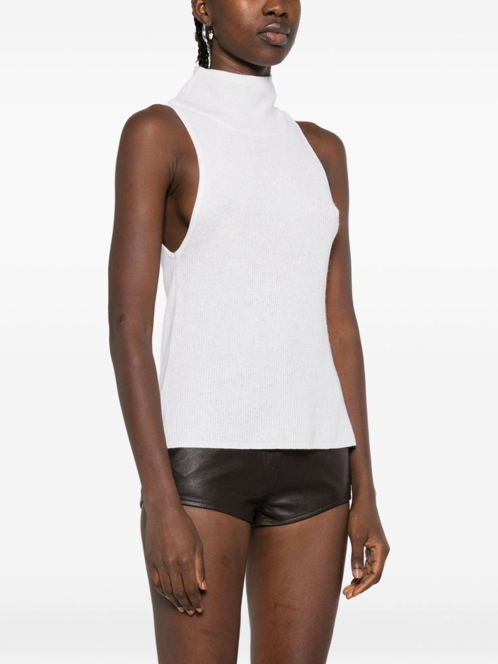 high-neck ribbed vest - 3