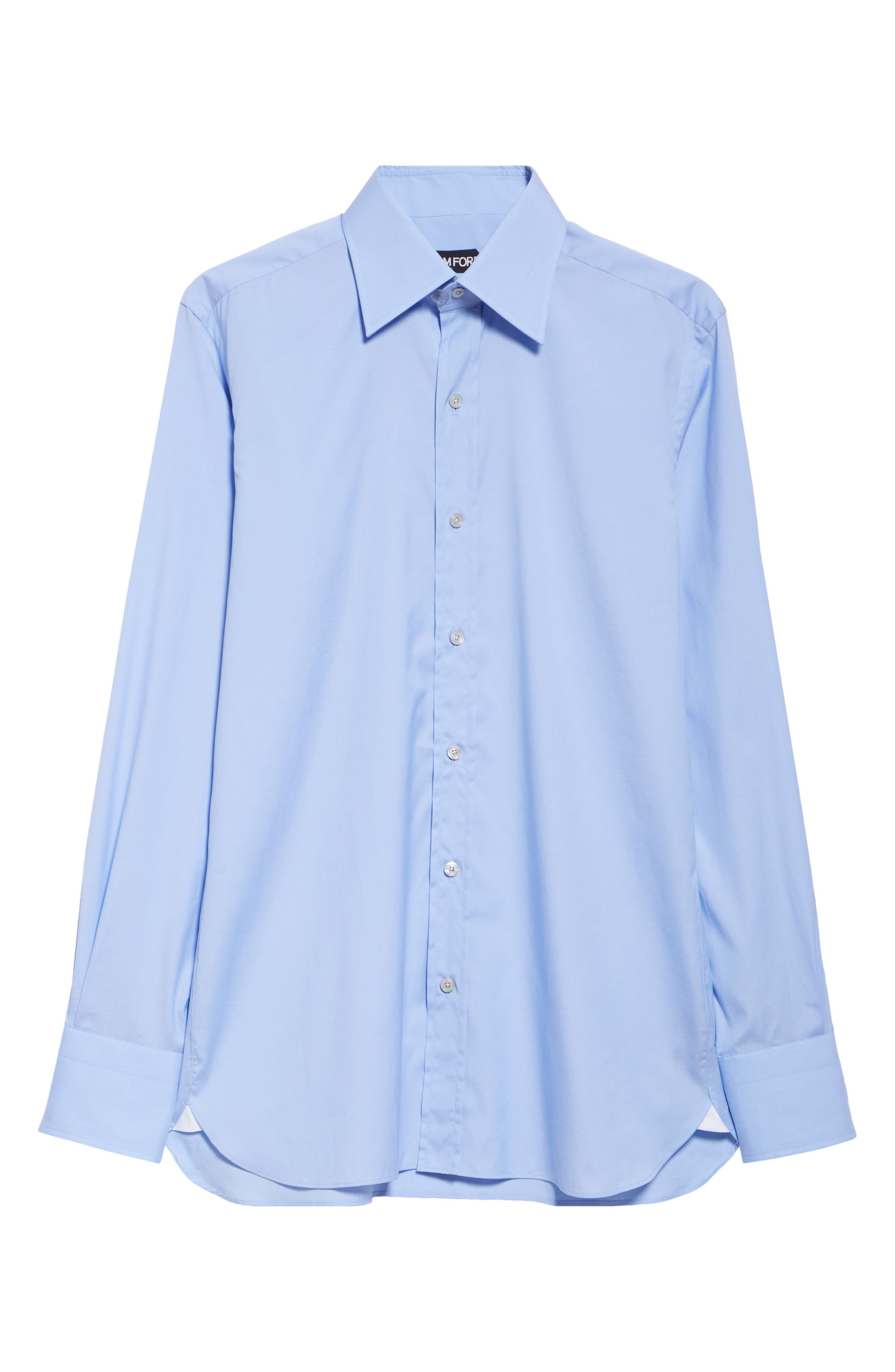 TOM FORD Classic Fit Solid Stretch Poplin Button-Up Shirt in Hb539 Turquoise at Nordstrom - 5