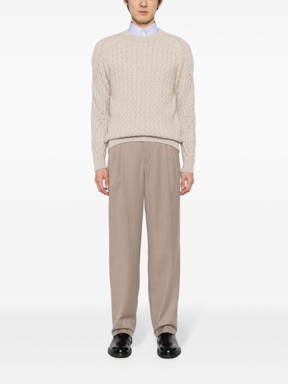 crew-neck cable-knit jumper - 2