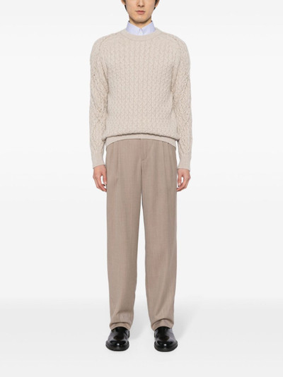 Brioni crew-neck cable-knit jumper outlook